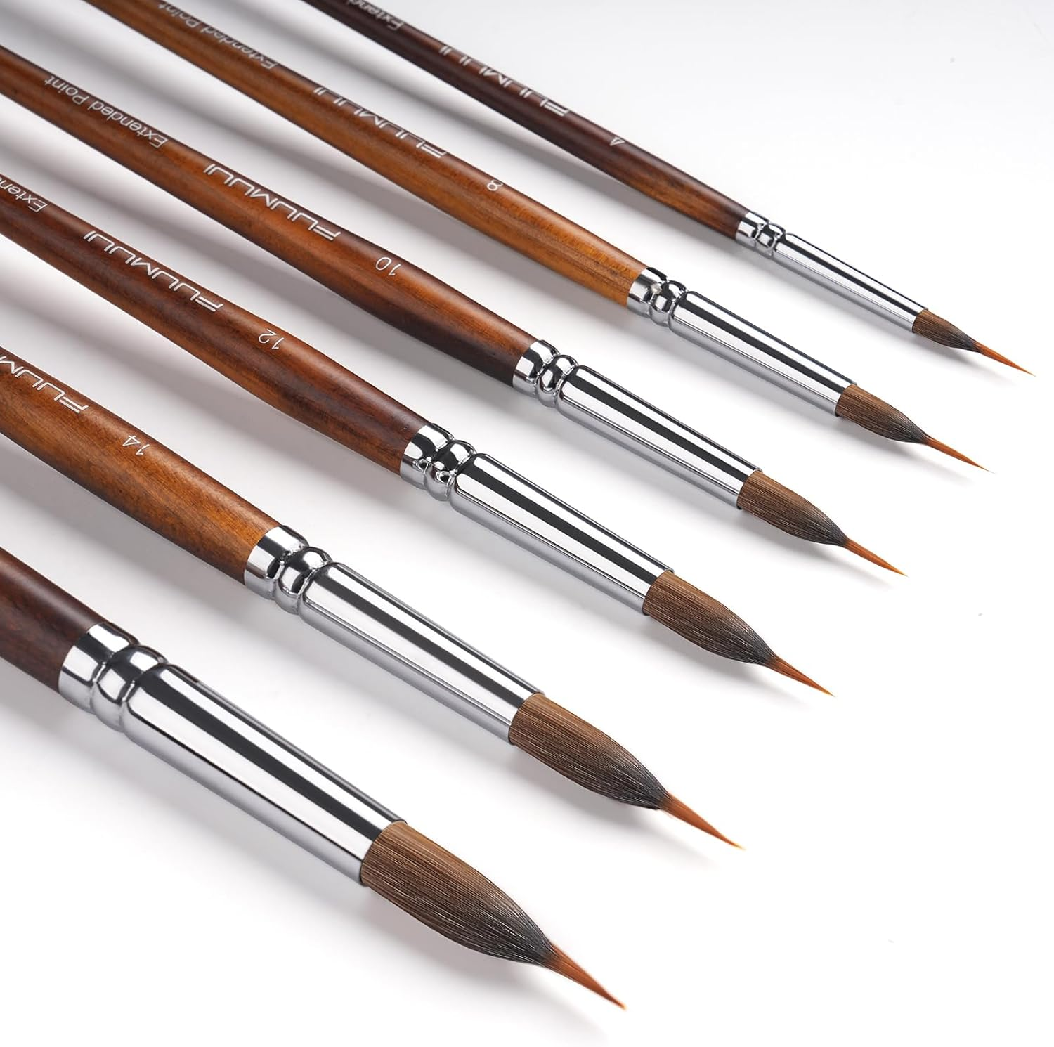 Watercolor Brushes Professional - 6 Pcs Extended Needle Point Brushes Synthetic Extra Long Pinhead Brushes with Kolinsky Sable Body for Fine Detailing - Watercolor Acrylic Gouache Inks Painting image number 4