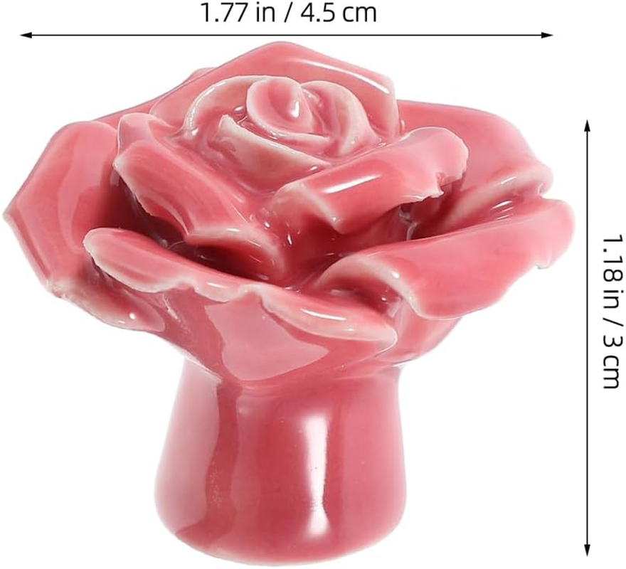 Rose Ceramic Cabinet Knobs 2 Pack Decorative Kitchen Drawer Pull Handles with Screws for Cupboards Wardrobes Home Improvement image number 1