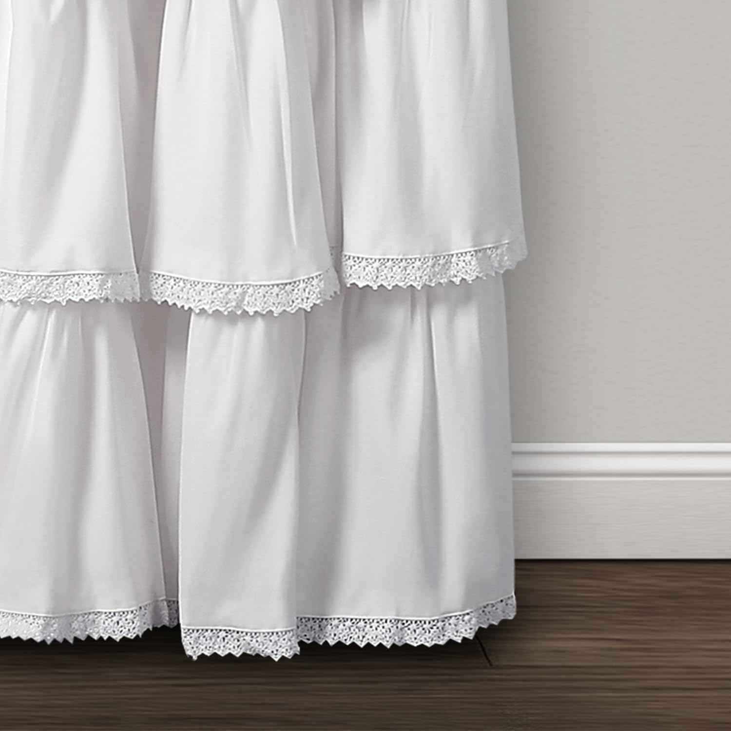 Lush Decor Lace Ruffle Window, 84" X 52", White Curtain Panel, image number 1