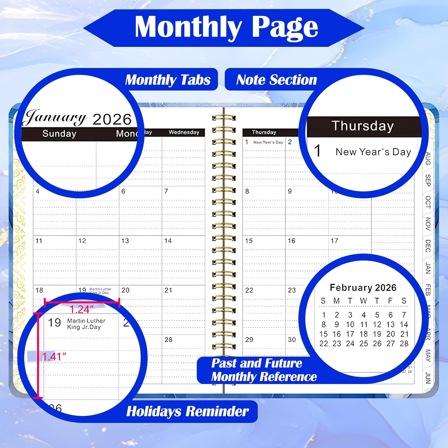 Academic Diary Planner 2025-2026, JUL 2025-JUN 2026 Weekly and Monthly Planner, A5 Daily with Twin-Wire Binding, Back Pocket, Premium Paper, 6.5X8.5In (A06, A06) image number 2