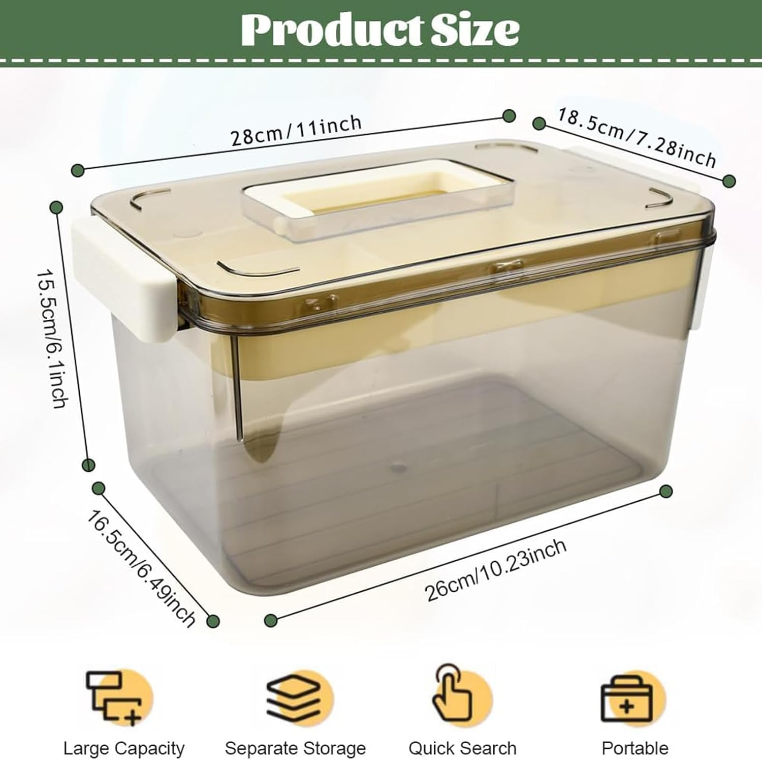 Aping Medicine Storage Box Double Layer Medicine Box Home Medicine Box Plastic Pharmacy Organiser Plastic Storage Box Medicine First Aid Box with Handles 28 X 18.5 X 15.5 Cm Medicine Case for Home image number 3