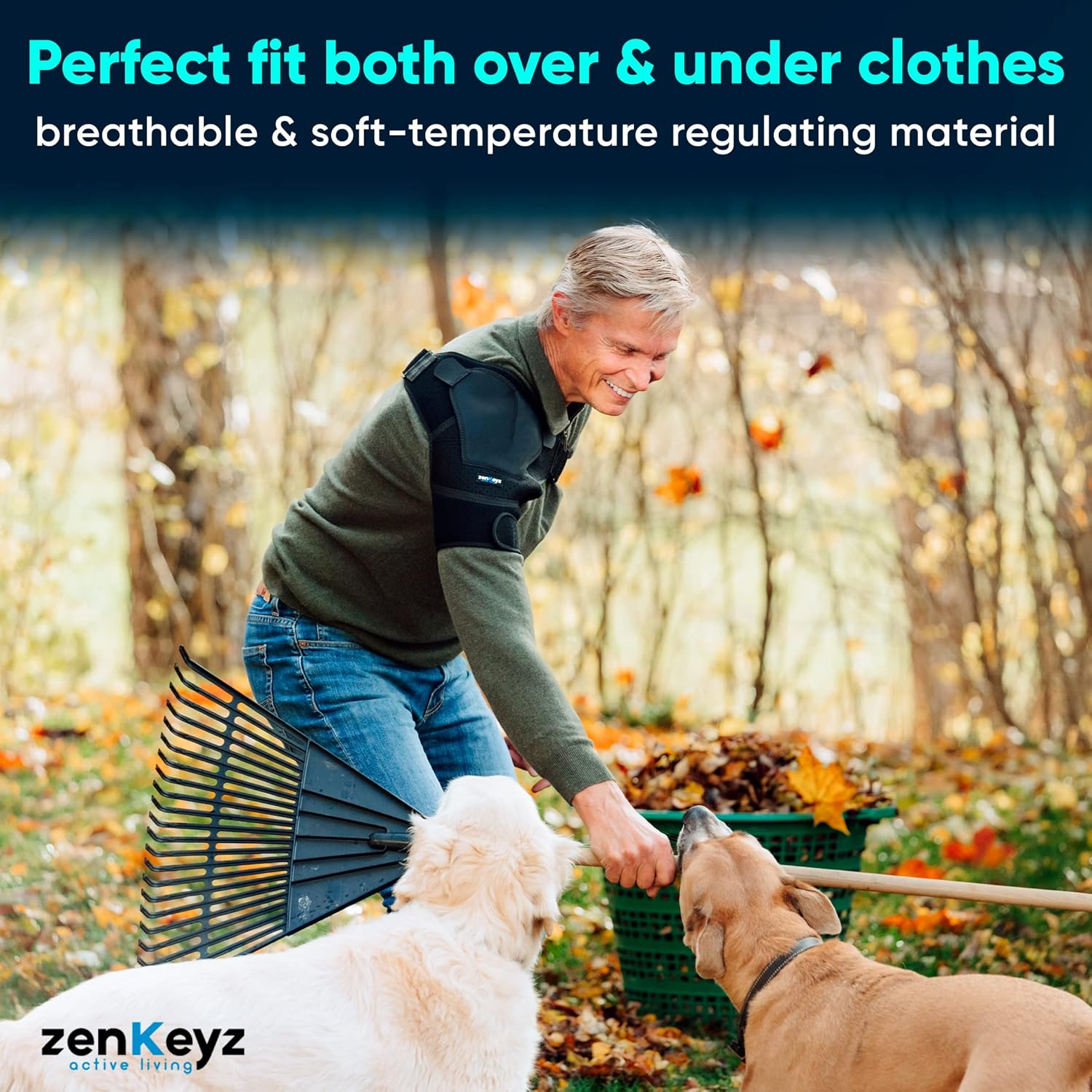 Shoulder Brace for Men and Women+ Bonus &ndash; for Torn Rotator Cuff Support,Tendonitis, Dislocation, Bursitis, Neoprene Shoulder Compression Sleeve Wrap by Zenkeyz image number 2