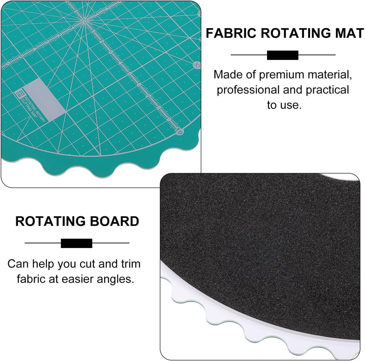 Operitacx Rotating Cutting Mat for Sewing, Crafting, Patchwork Quilts - Non-Slip round Craft Pad, Circle Board with Grid - Plastic, Green