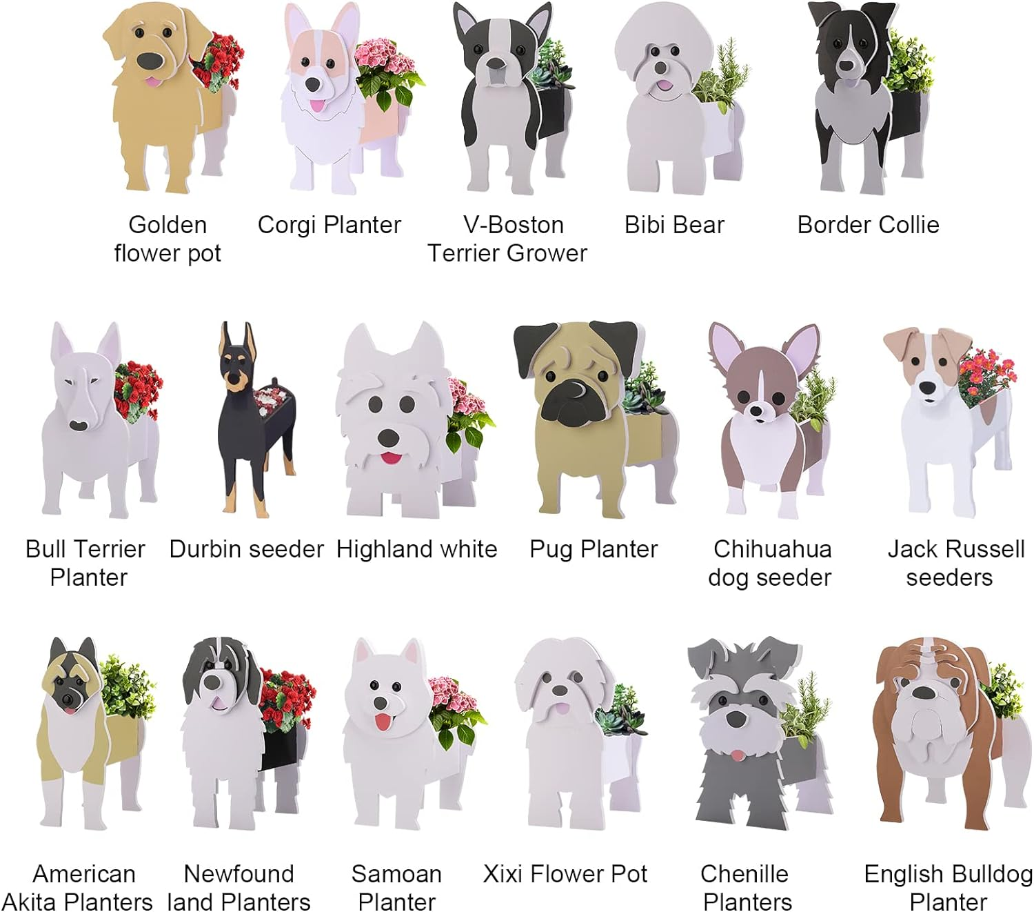 WERTSW Dog Planter Plant Pot, Cute Dog Planters for Indoor Outdoor Plants, Unique Flower Planter Garden Pots Animal Shaped Plant Container Holder for Home Garden Decor Gift (Jack Russell) image number 1