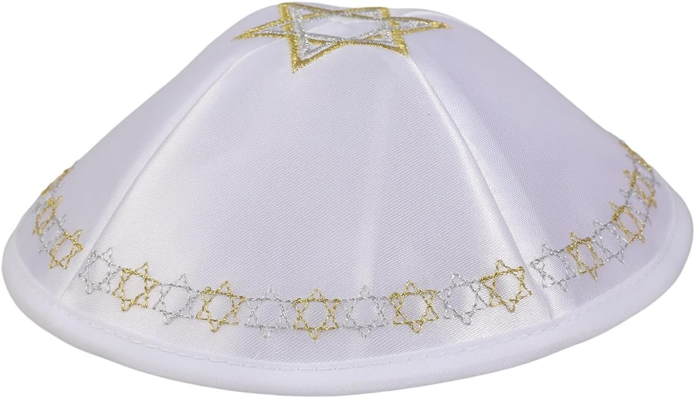 Kippah Hat for Men - Traditional Embroidered Polyester Skull Cap, Religious Ceremonies, Daily Use, Synagogue & Weddings, Breathable Lightweight