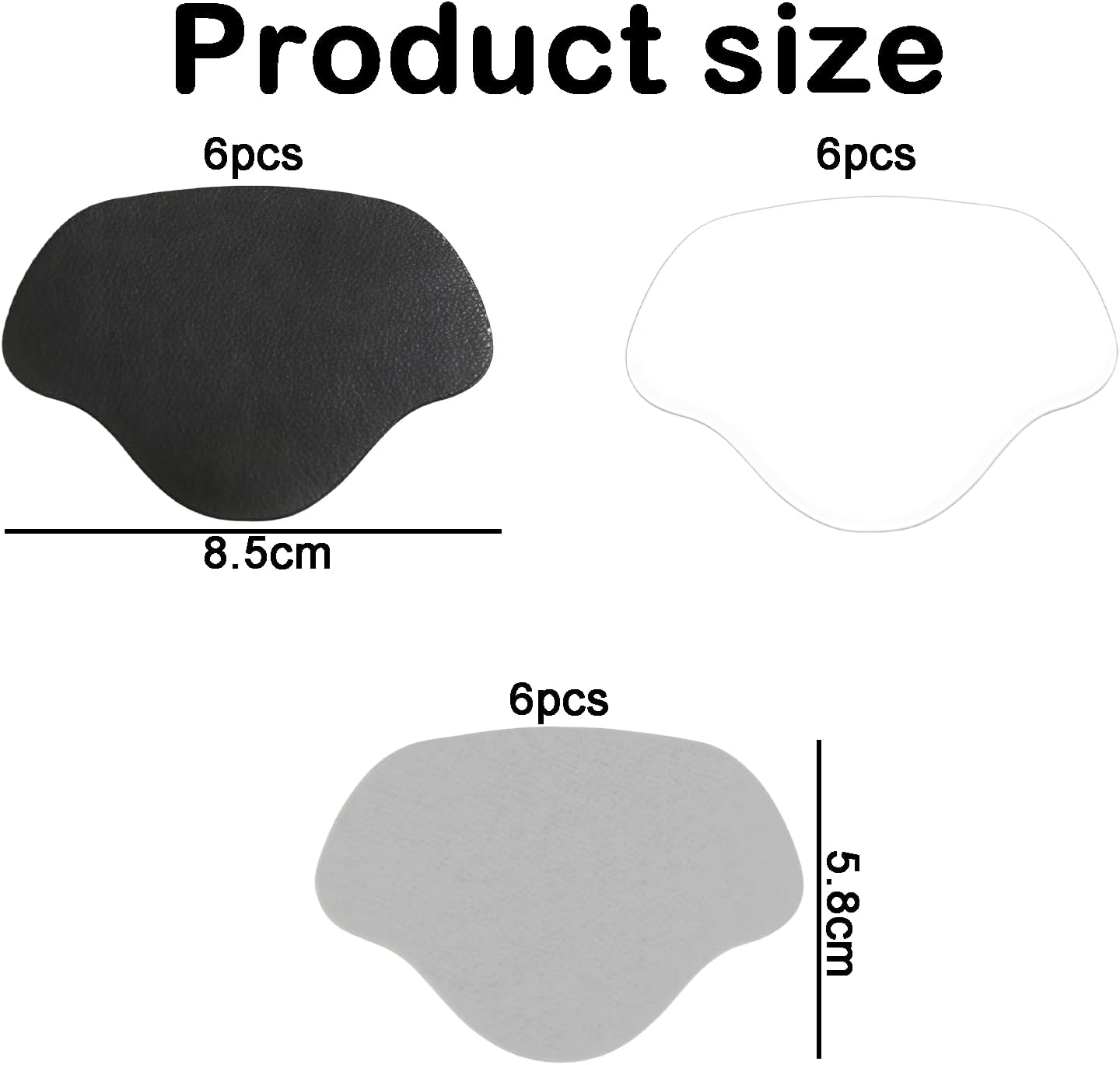 18 Pack Self-Adhesive Heel Repair Patches, Durable Leather Inserts for Hole Repair & Shoe Glue Sole Repair, Comfortable for High Heels, Sneakers, Leather Shoes (White, Gray, Black) image number 2