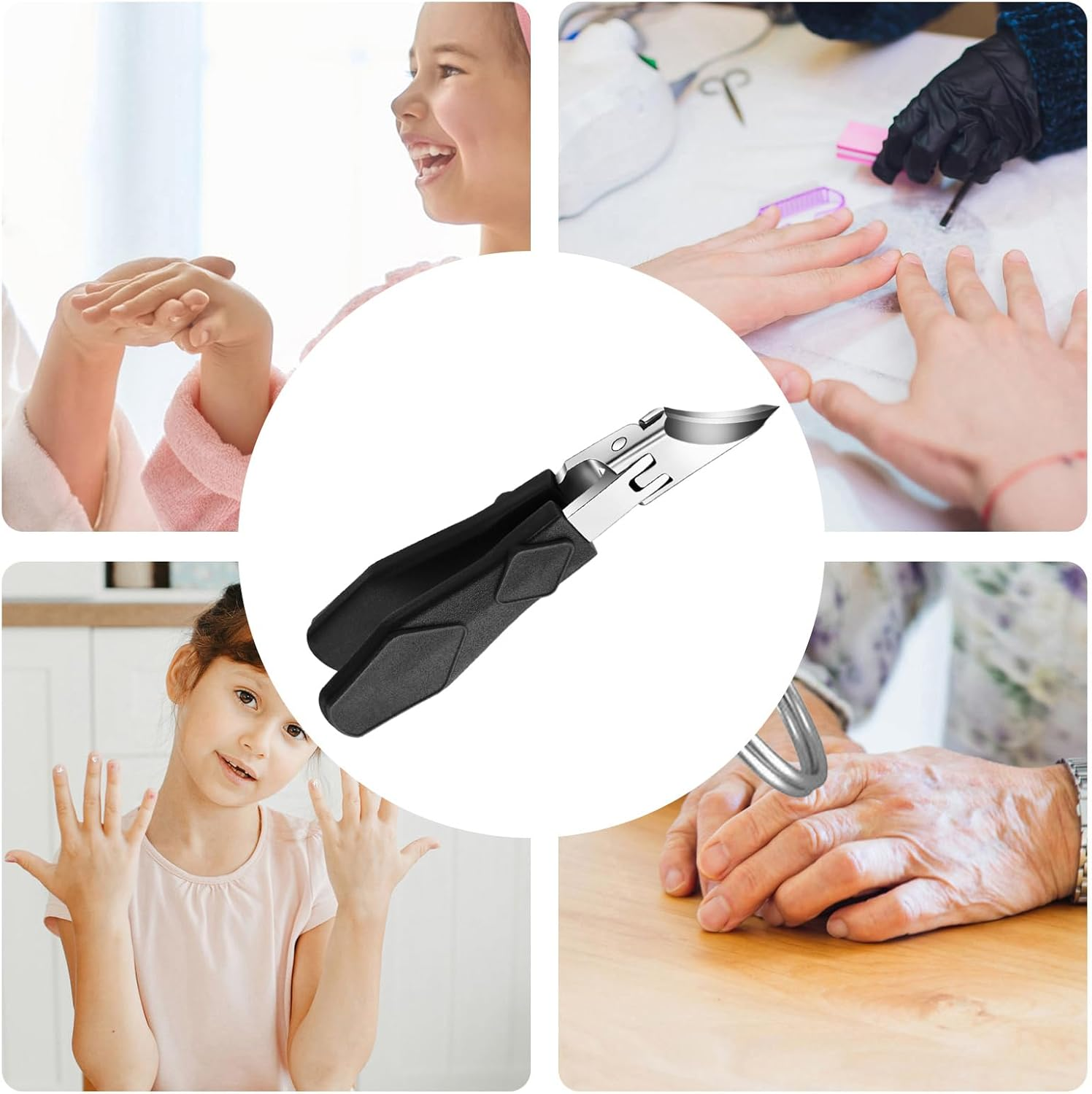 Hkuoeue Slanted Nail Clippers, Heavy Duty Slanted Anti-Splash Nail Trimmer, Cuticle Nippers for Elderly Household Women Kids Travel Salon Seniors Adults image number 6