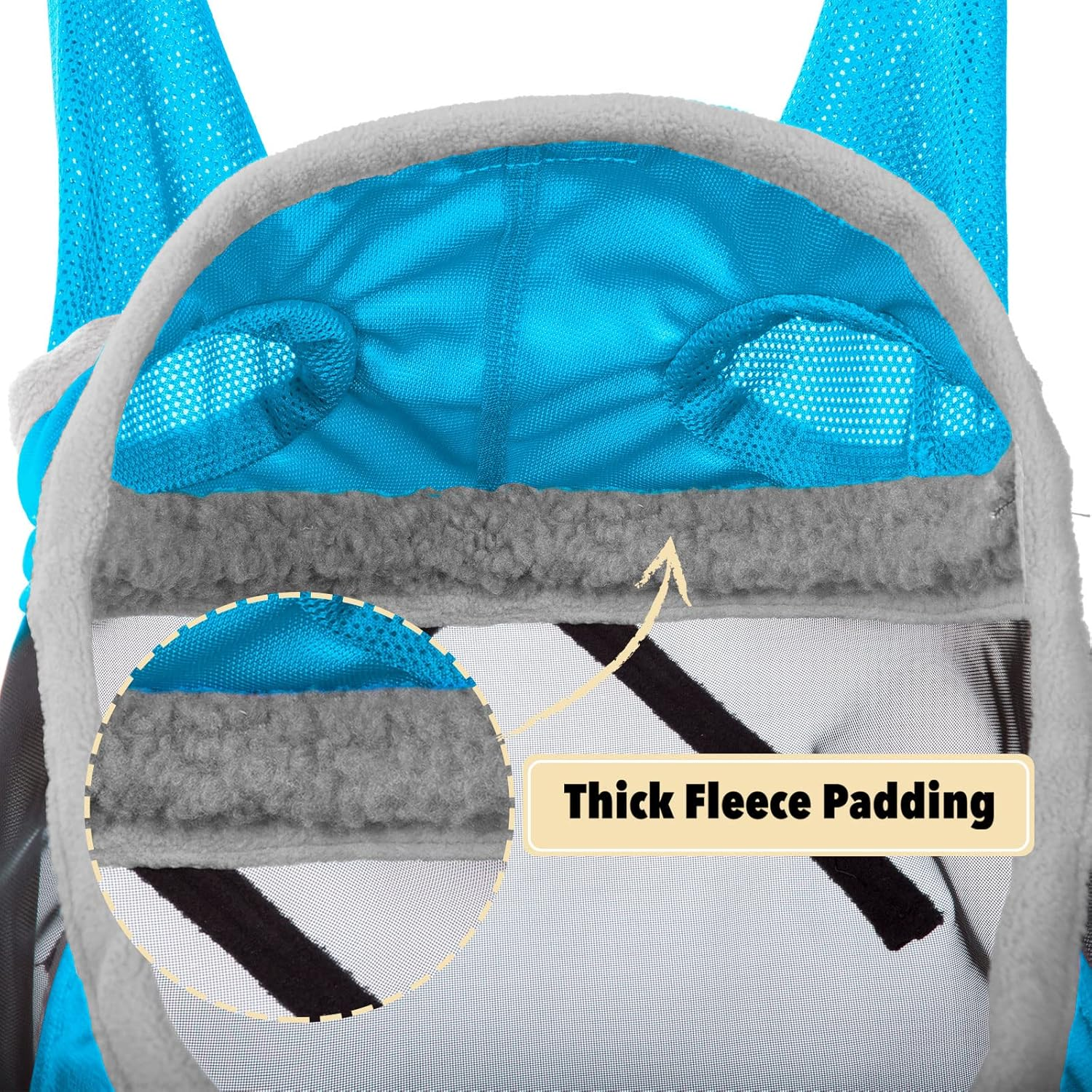 Harrison Howard Pro Luminous Horse Fly Mask Standard with Ears UV Protection for Horse Azure Blue/Silver XL Extra Full Size image number 2