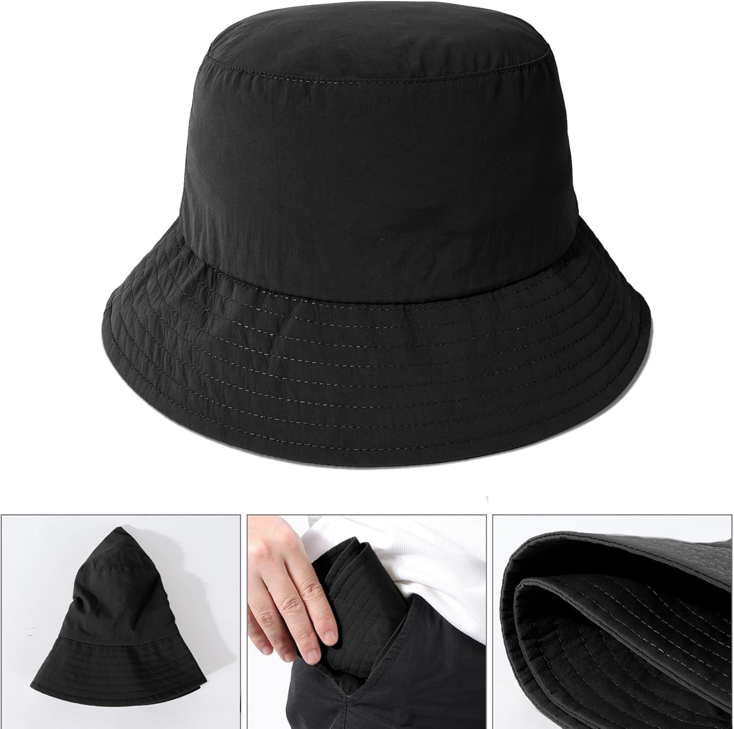 Bucket Hats for Men - Oversize L XL XXL Foldable Fisherman Sun Cap for Big Head Outdoor Travel Fishing Hiking image number 6