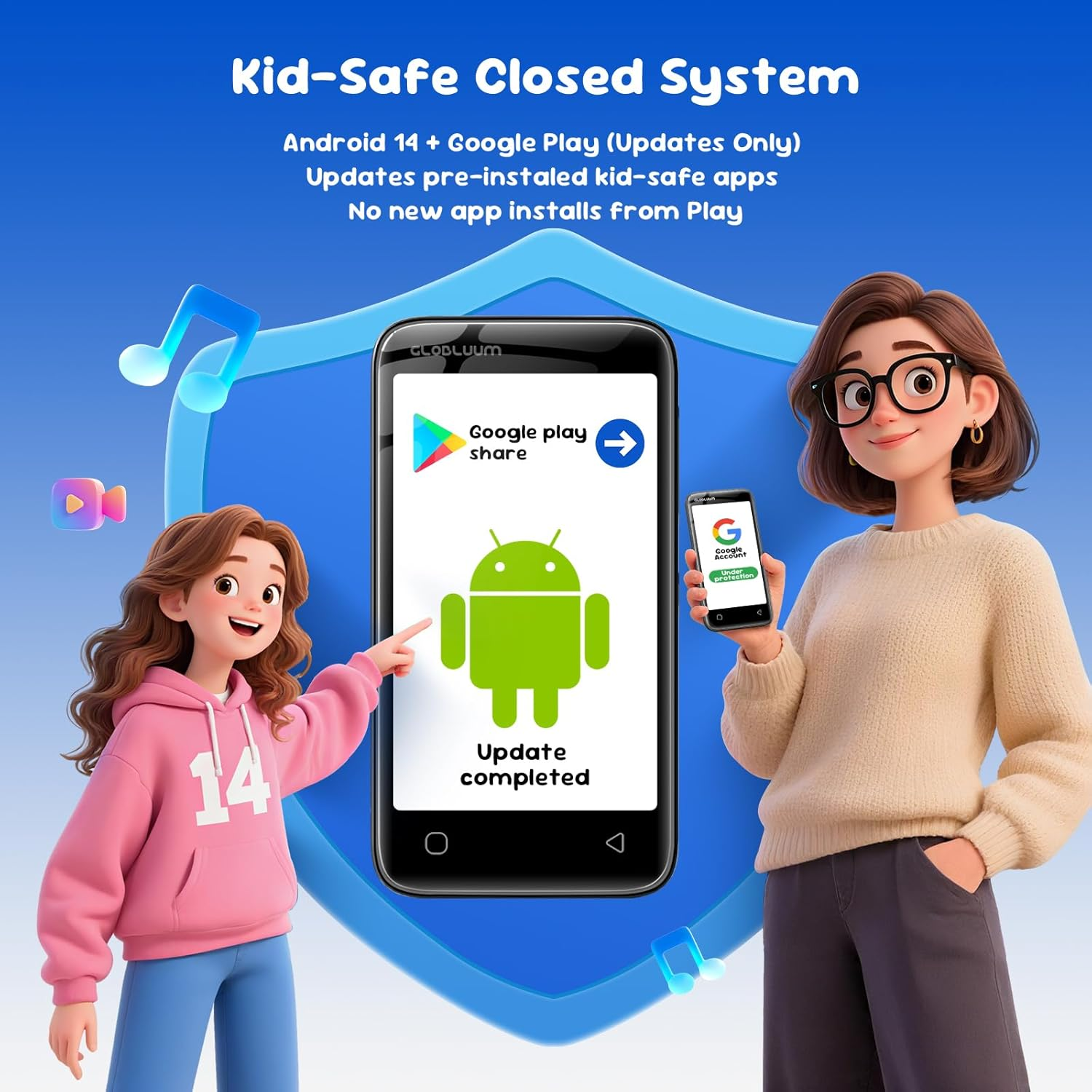 80GB MP3 Player for Kids, Parental Controls, Supports Spotify Kids, Audible, Librivox, Amazon Music and Kindle:Safe Android MP4 Player Gift with 4" Touchscreen, Wifi and Bluetooth(Black) image number 4