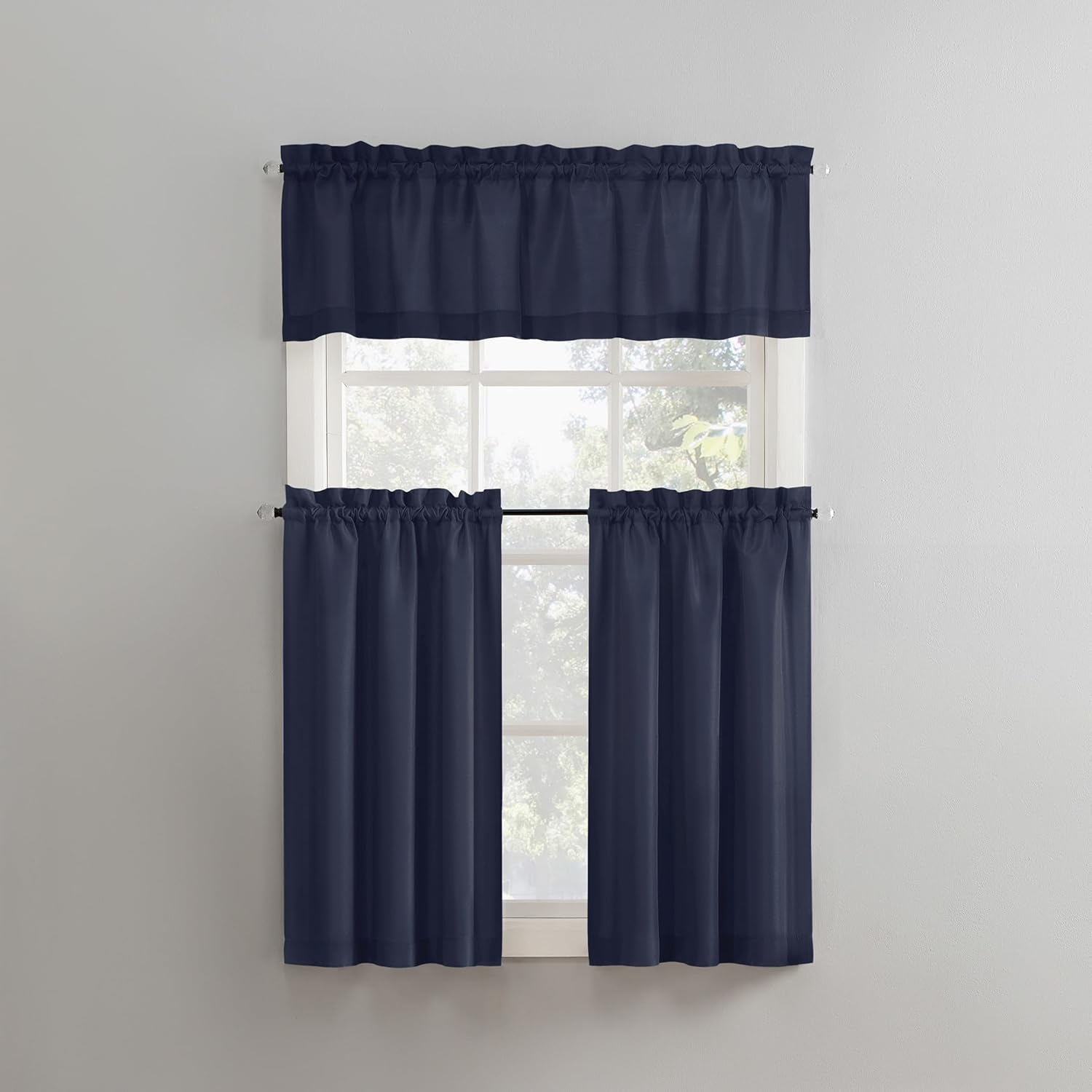 No. 918 Martine Microfiber 3Pc Kitchen Curtain Set, 54" X 36", Gray