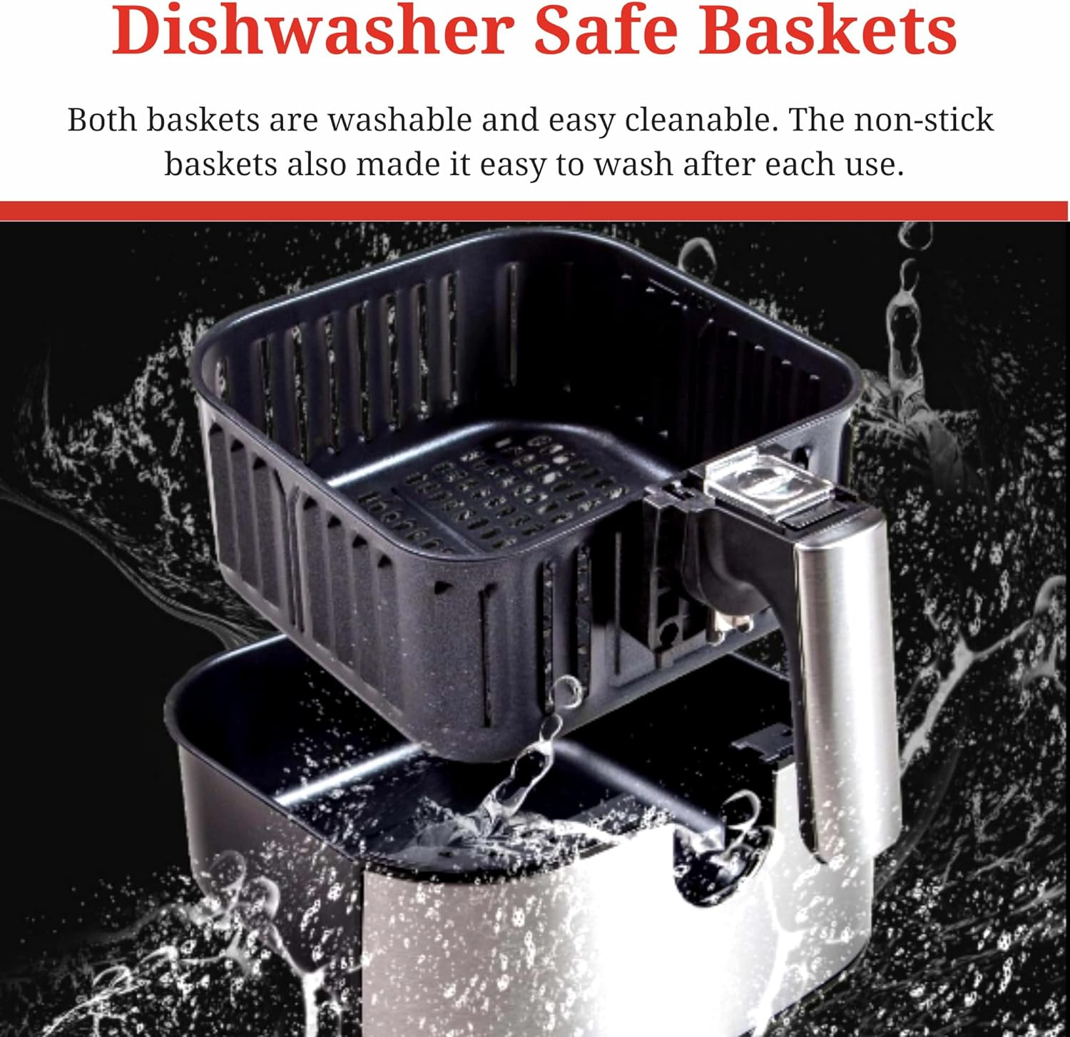 AUSPURE Kitchen Air Fryer Replacement Basket, 5.5L Original Basket for AUSPURE Aus-Fry550 Air Fryers, Non-Stick, Dishwasher-Safe, Aus-Fry550Ba image number 4