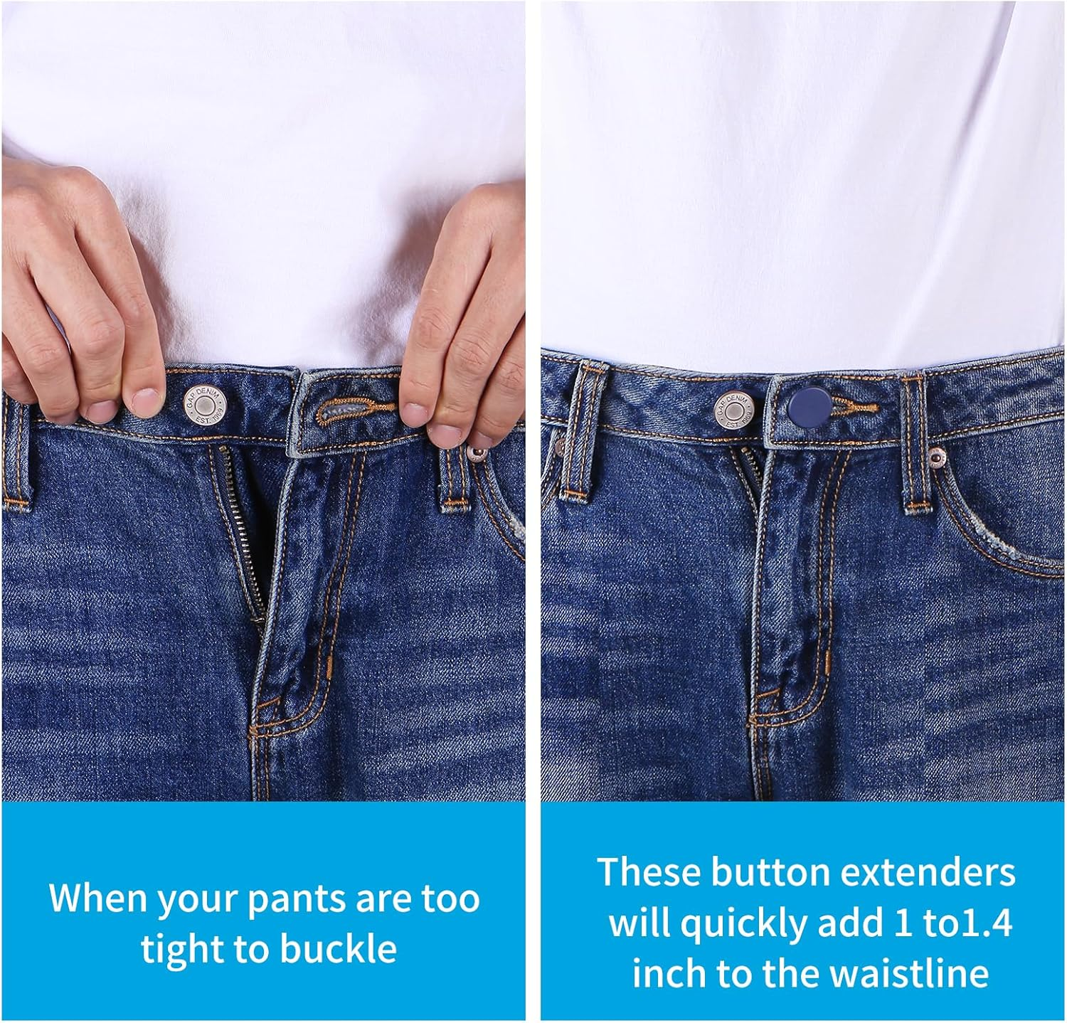 Ceryvop 12PCS Button Extenders for Jeans, Pants Waist Button Extender for Women Men, 3 Colors Pant Waistband Expander, Pants Waist Extension 1-1.4 Inches