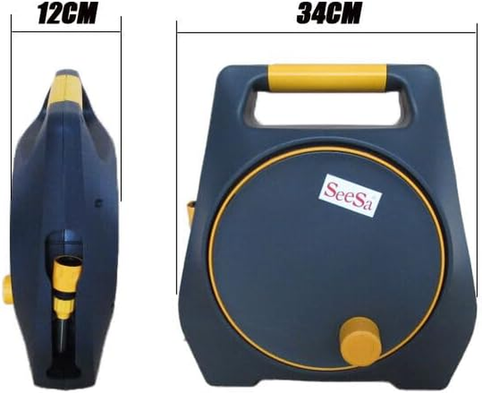 Garden Manual Rewind 15M+2M Water Hose Retractable Hose Reel Spray Gun image number 5