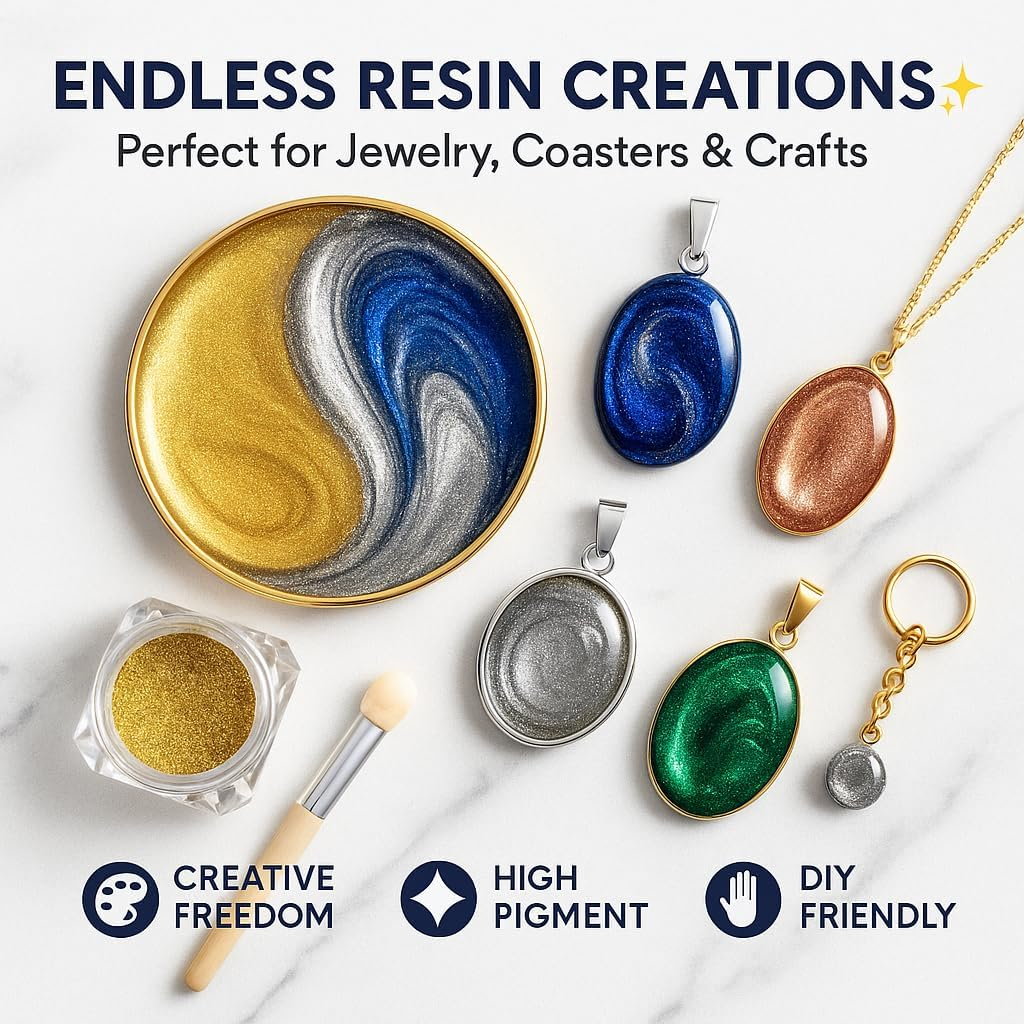 BALTIC DAY Chrome Mica Powder - 10 Colors, Chrome Finish - Metallic Mirror Effect - Nail Powder, Pigment Powder for Resin, Crafting, Painting, Slime - 10 Mirror Chrome Colors image number 5