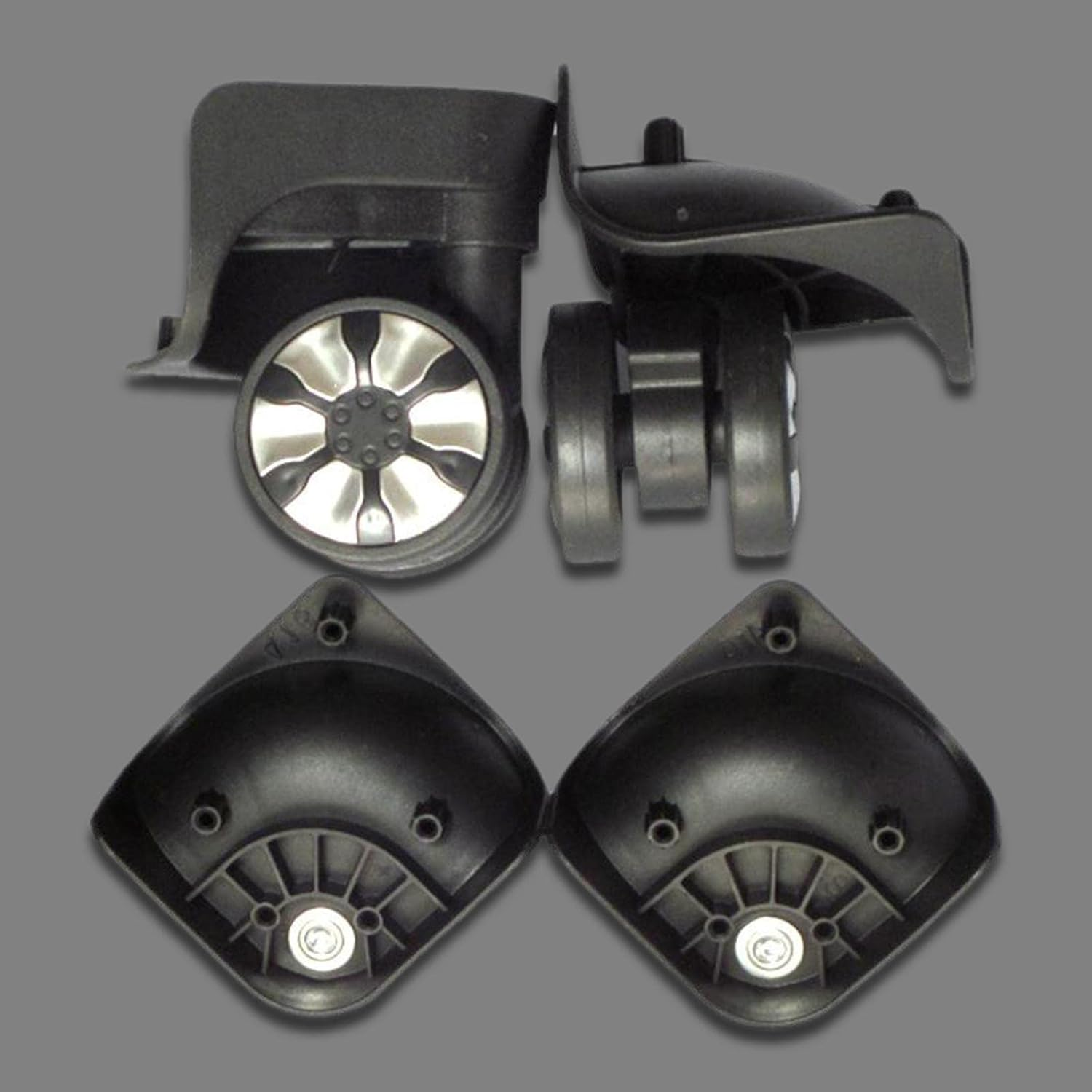 Qianly 2Pcs Swivel Wheel Luggage Suitcase Casters Swivel Wheel Replacement Black, A78 Black, 5.3Cm image number 1