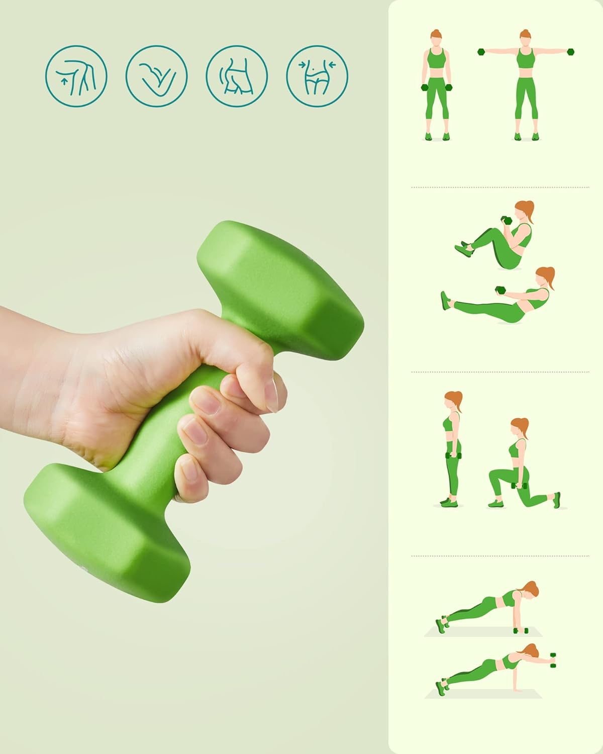 SONGMICS Set of 2 Dumbbells, 2 X 2 Kg Hand Weights with Neoprene Coating, Hexagonal Dumbbells Pair, Home Workout, Fitness Training Exercise image number 1