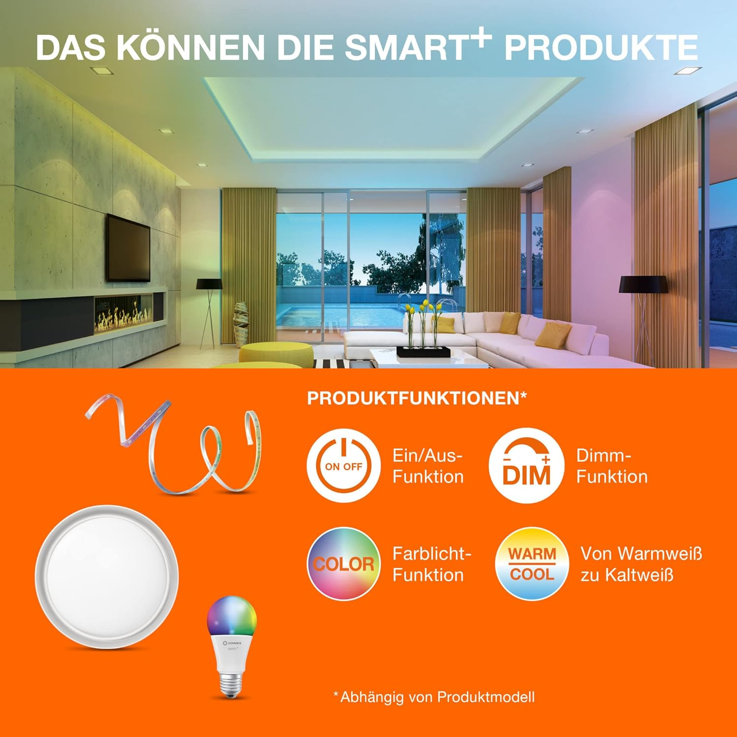 LEDVANCE Smart LED R63 Spotlight Bulb with Wifi Technology, E27 Socket, Light Colour Changeable (2700-6500K), Replacement for Conventional 60W Reflector Bulbs, Controllable with Alexa, Google & App