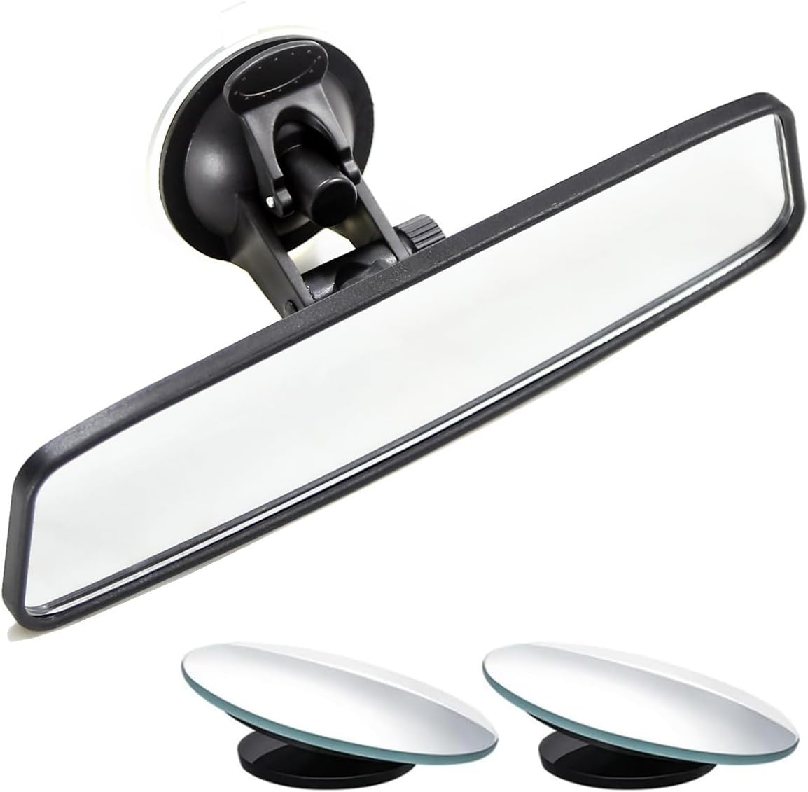 KITBEST Rear View Mirror, Rearview Mirror with Suction Cup, Universal Car Interior Rear View Mirror (360 Degree Adjustable Angle), Wide Angle Car Mirror (Bonus 2 PCS Blind Spot Mirrors) image number 3