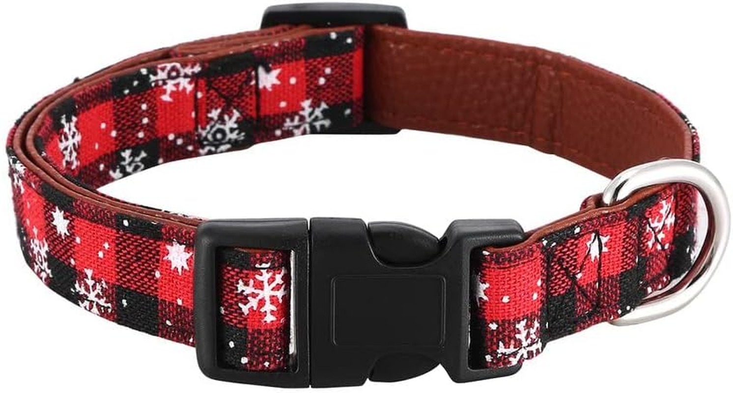 Christmas Dog Collar, Adjustable Soft Puppy Collar with Bow Tie, Breakaway Dog Collar with Snowflake Pattern for Festival, Cute Pet Collar with Quick Release Buckle for Small Medium Large Dog, Red image number 1