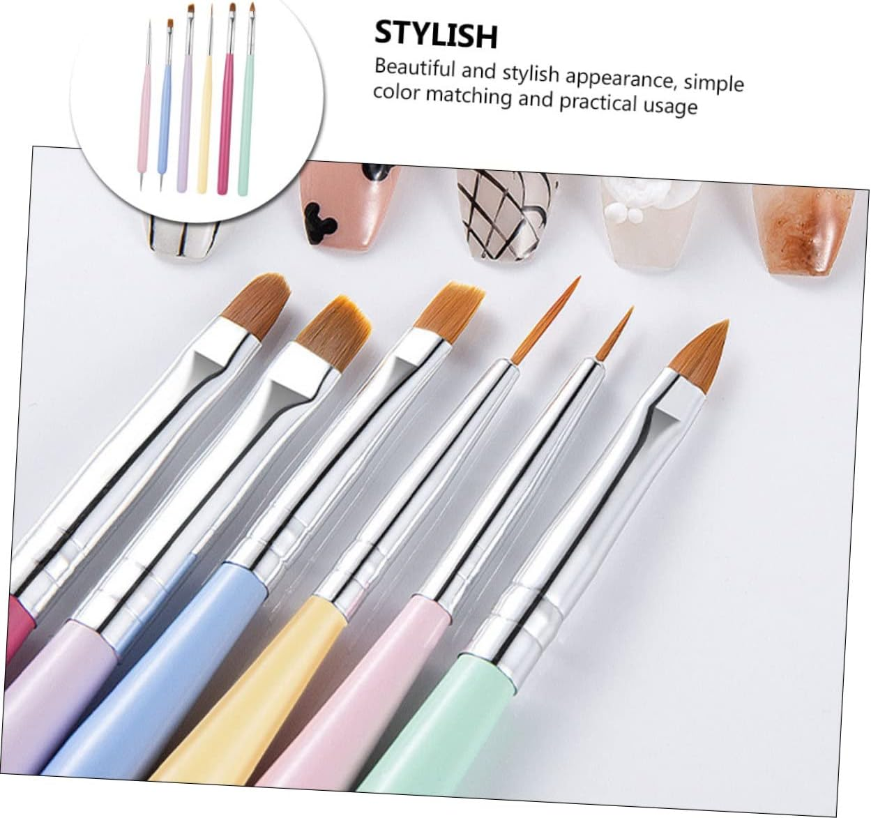 NULYLU 6Pcs Manicure Diy Drawing Pen Nail Art Tools Nail Kits Accessories for Charming Designs image number 5