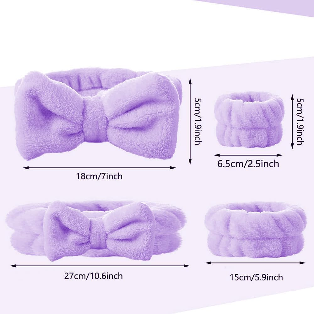 Xfsrg Cute Headband with Bow, 2 Piece Hair Bands Set for Women, Soft Terry Towelling Material, Elastic Hair Bands, Perfect Hair Care Accessories image number 3