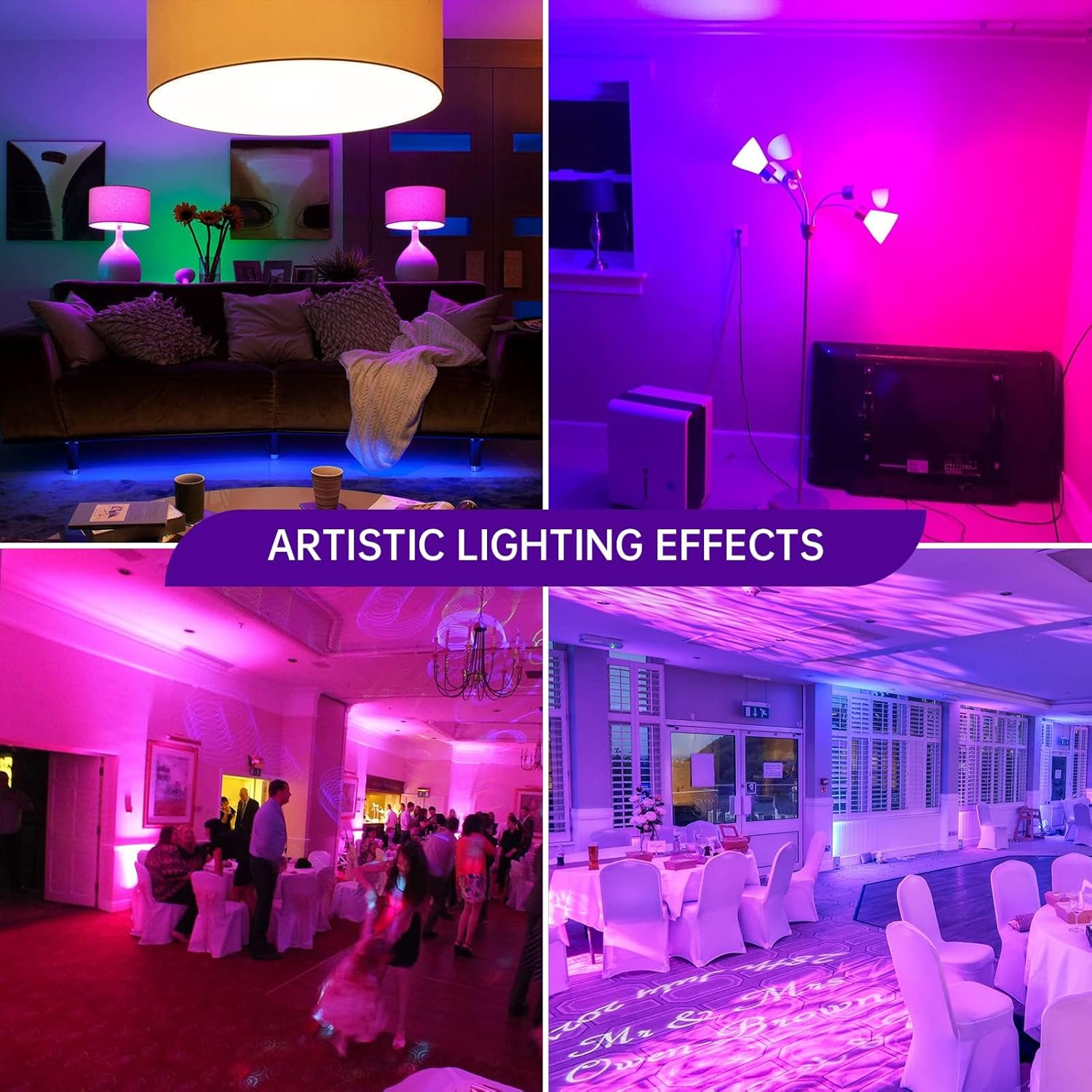 WTL UV Light Bulbs, A60 9W E27 Black Light Bulb (Equivalent 60Watt) 380-400Nm Wavelength, UV Black Light Bulbs Glow in the Dark for Home Party Halloween Stage DJ Disco Lighting (2 Pack) image number 5