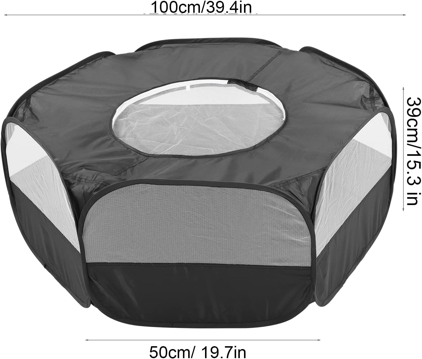Small Animal Playpen, Portable Transparent Pet Playpen Cage Tent Waterproof Small Pet Cage Fence with Top Cover anti Escape for Outdoor Indoor Use (Little Pet Fence with Cover with Side Cloth-Black)