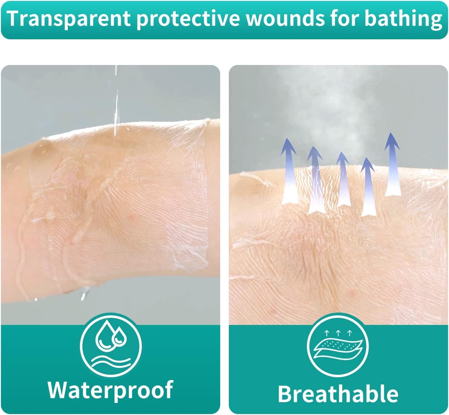 Dimora Transparent Film Dressing 6 Cm X 7 Cm, 30 Pcs,Waterproof Dressing for Wounds, Adhesive Post Surgical Cover Pad，For IV Shield, Tattoo Aftercare, Shower Protector image number 1