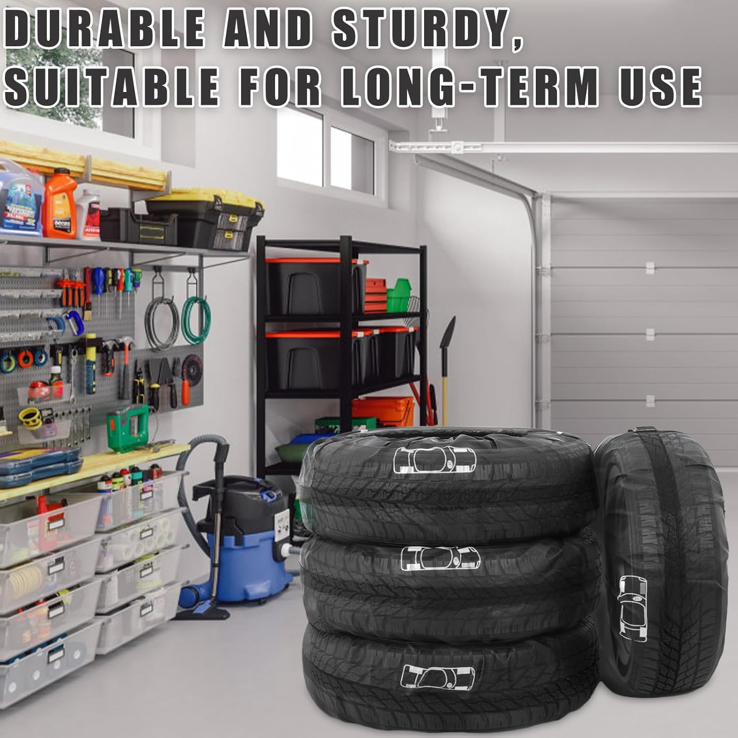 Set of 4 Tyre Bags 19-23 Inch Waterproof Tyre Bag, Tyre Protective Cover, Washable Tyre Bag, Tyre Cover, Tyre Cover, Spare Wheel Cover for Clean Transport and Storage image number 6