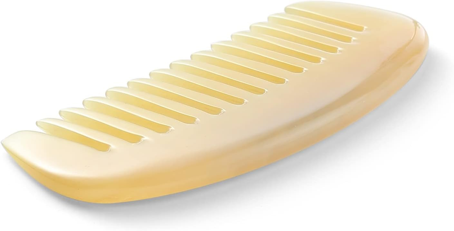 Wide Tooth Hair Comb Premium Natural Sheep Horn Comb 100% Handmade anti Static Hair Detangler Comb Semicircle Pocket Comb(Semicircle STY2) image number 4