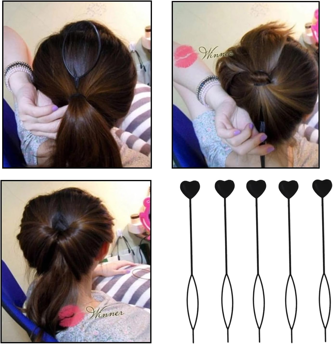 6 Pcs Hair Braid Tool Plastic Quick Beader Tool Hair Beader Tool Ponytail Maker Styling Tool Hair Styling Accessories for Hair Braid Hair Styling Accessories image number 1