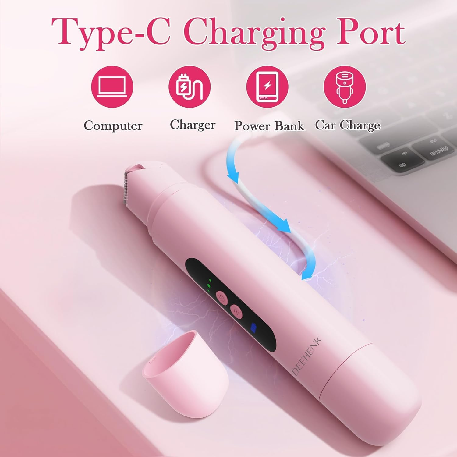 Bikini Trimmer Razors Shaver for Women,2-Speed Electric Razor for Pubic Hair Dual Head Shaver Women IPX7 Waterproof Rechargeable Lady Trimmer for Bikini Underarm Body Leg Face Pink image number 1