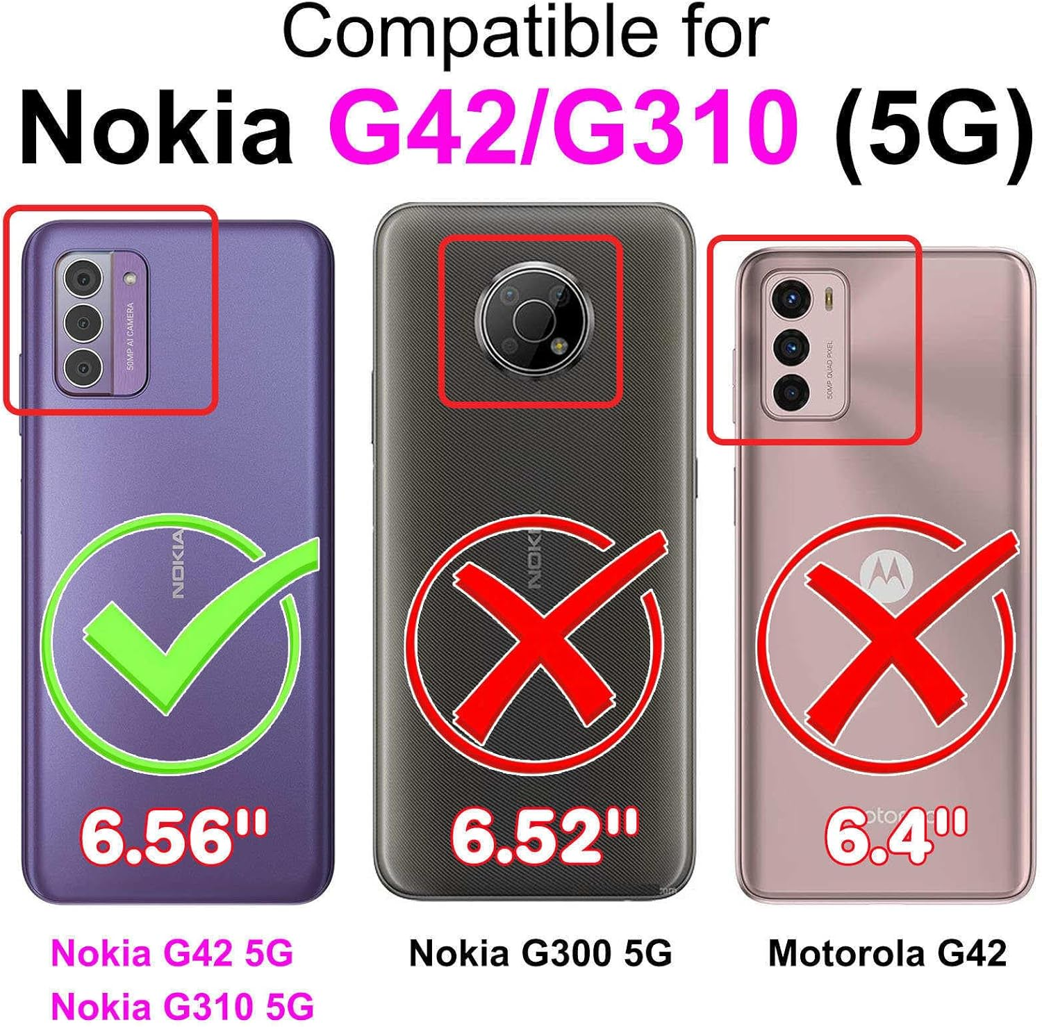 TOMYOU Mobile Phone Case for Nokia G42 5G / G310 5G Case, Shockproof Flip Wallet Case with Card Slot Stand Function Leather Flip Case Compatible Nokia G42 5G / G310 5G Rose Gold - Pic:07 image number 6