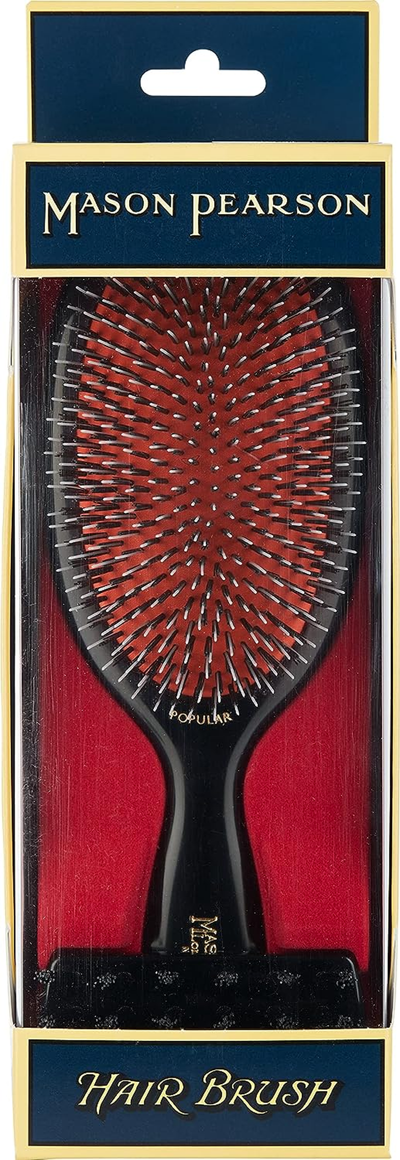 Mason Pearson Large Popular Bristle & Nylon Brush - # BN1 Dark Ruby by Mason Pearson for Unisex - 2 Pc Hair Brush & Cleaning Brush, 2 Count image number 2