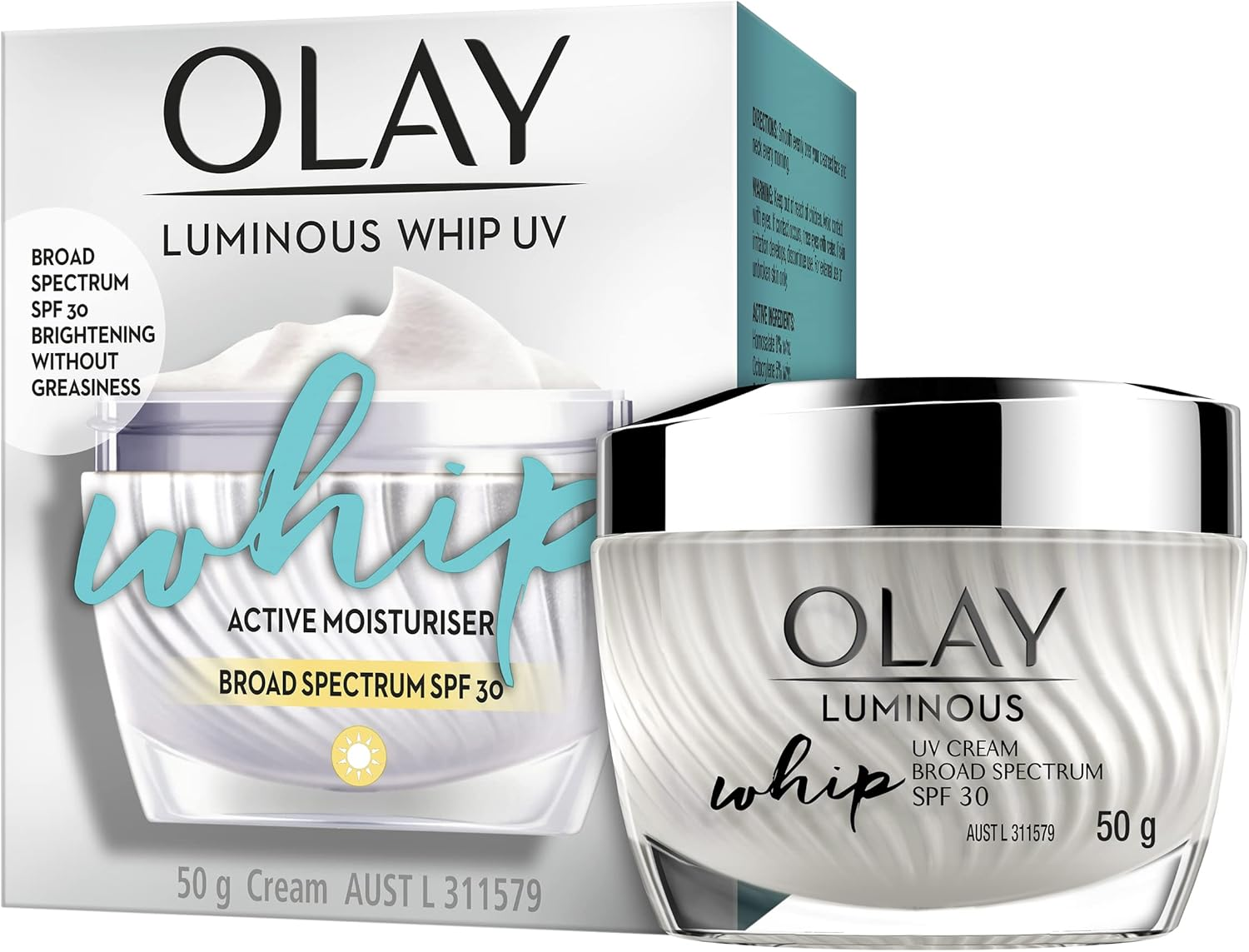 Olay Regenerist Luminous Whips Face Cream Moisturiser UV SPF 30 50G