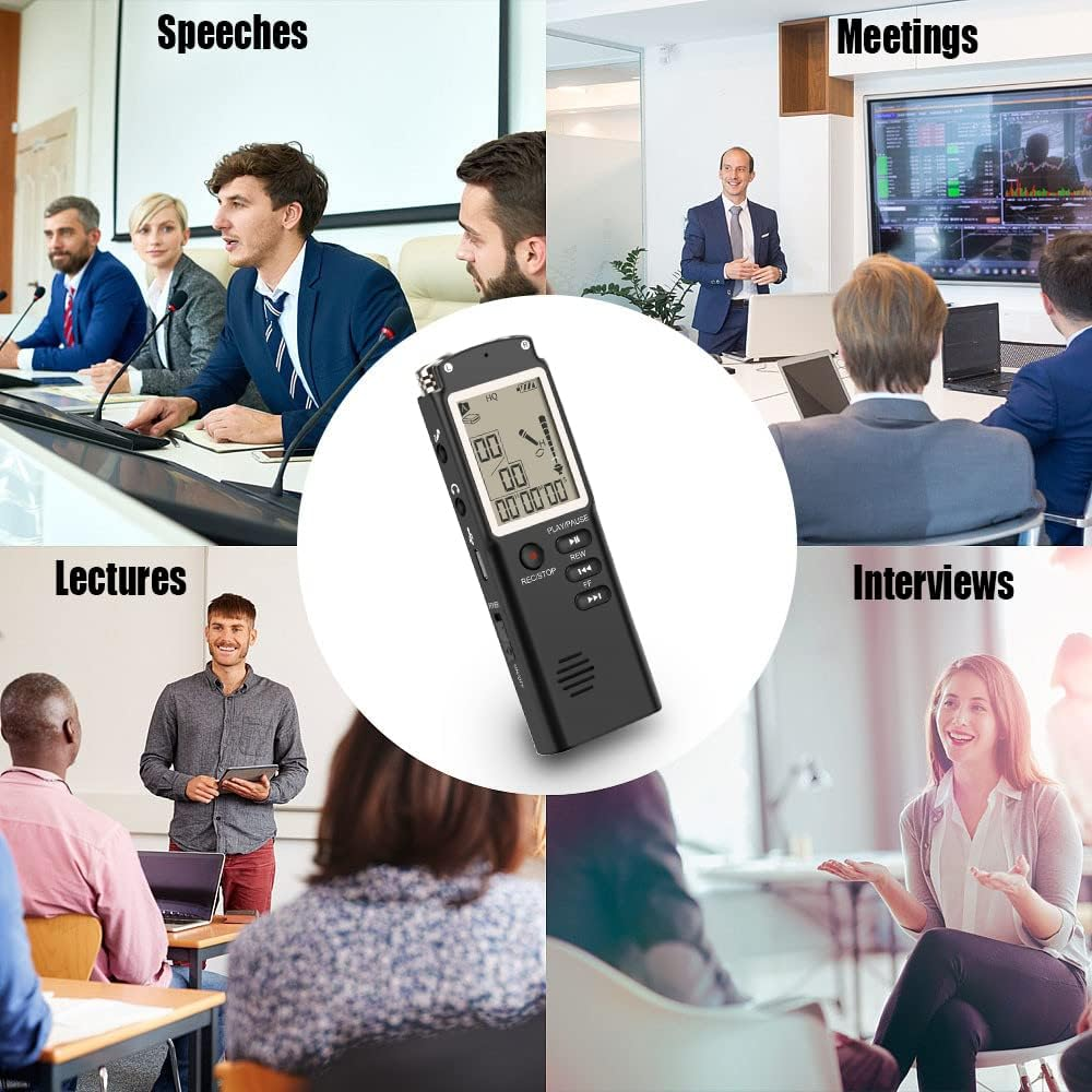 32GB Digital Voice Recorder Noise Cancelling Audio Recorder with Playback, Large LCD Screen and Built-In Speaker, Digital Tape Recorder for Meetings, Lectures, Interviews image number 3