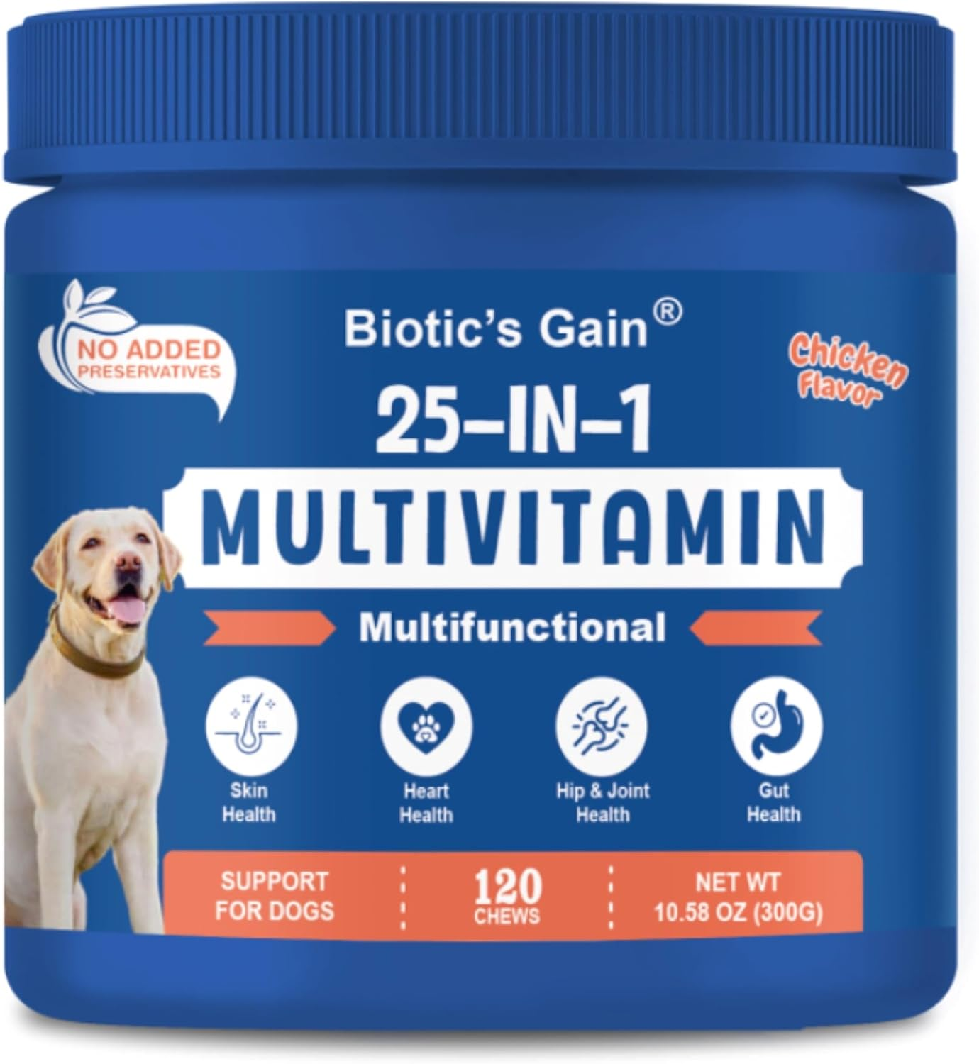 Biotic'S Gain Dog Multivitamins, 25 in 1 Complete Care, 120 Soft Chews, Chicken Flavour image number 2