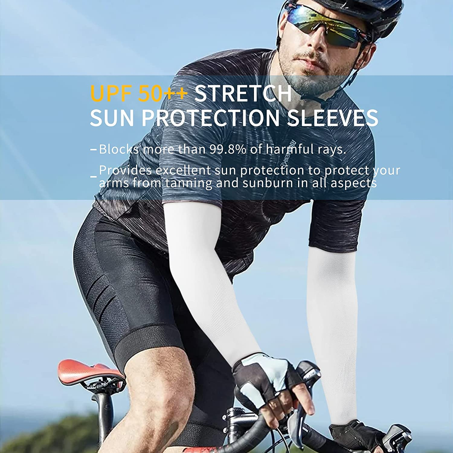 3 Pairs UV Protection Cooling Icy Arm Sleeves, Arm Warmers for Men Women Sports Sun Sleeves with Thumb Hole for Driving, Golfing, Fishing, Cycling, Hiking, Exercising