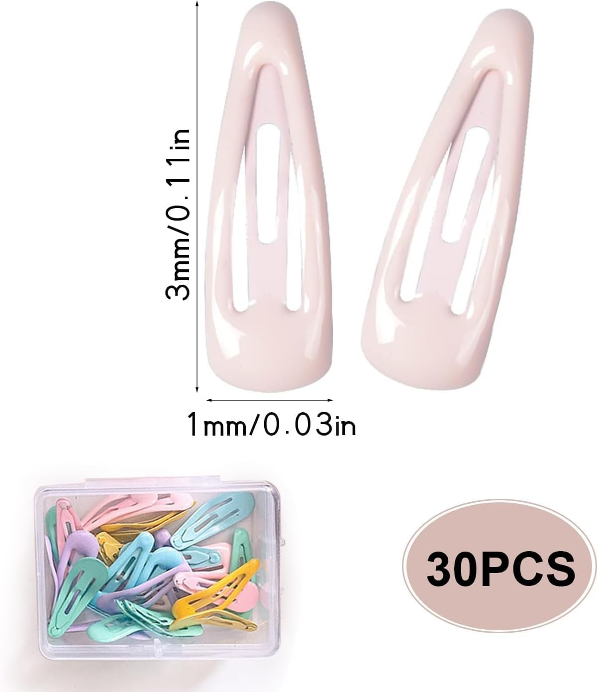 Colorful Small Metal Snap Hair Clips, 30Pcs Cute Candy Color Hair Barrettes Hair Clips Hairpins,Candy Color Snap Hair Barrettes Non-Slip Small Hairpin with Box for Toddlers Girls image number 4