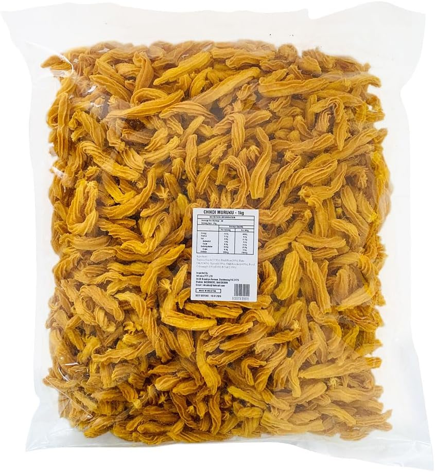 Delyco Chikdi Muruku Crispy Savoury Indian Snack on the Go Food 1Kg