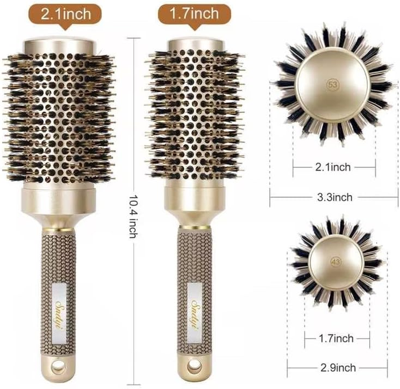 Sndyi round Brush for Blow Drying, Nano Thermal Ceramic & Ionic Tech Hair Brush with Boar Bristles, Professional round Barrel Brush for Styling,Curling and Straightening by (2.9 Inch, Barrel 1.7 Inch) image number 2