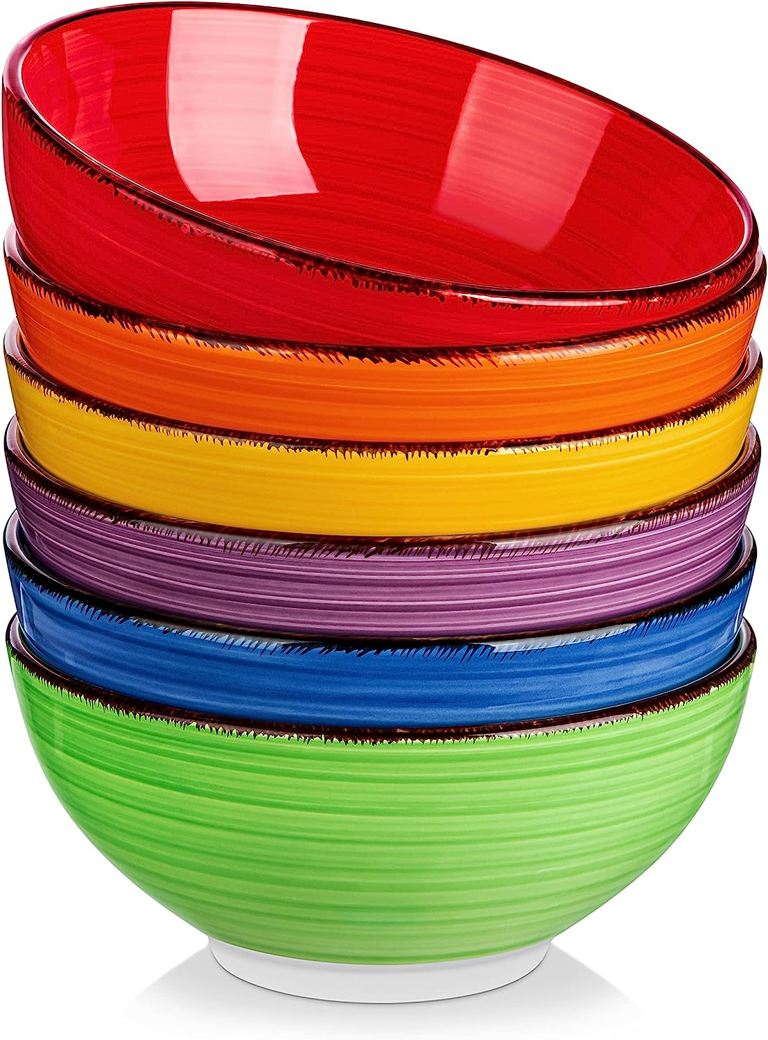 Vancasso Bonita Cereal Bowls Set of 6, 27 Oz Ceramic Soup Bowls, Serving Bowls for Salad, Noodle, Porridge, Rice, Dishwasher & Microwave Safe, Cool Color