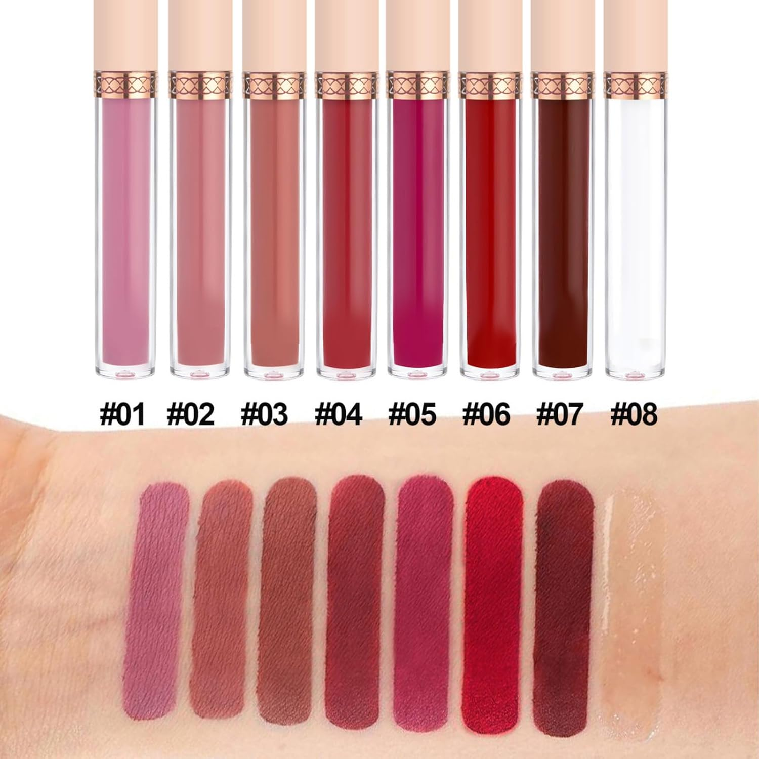 8 Colours Matte Lipstick Set, Velvet Lips Shine Lip Kit, Waterproof Durable Naked Lips Tint Beauty Cosmetic Makeup Gift Set image number 1