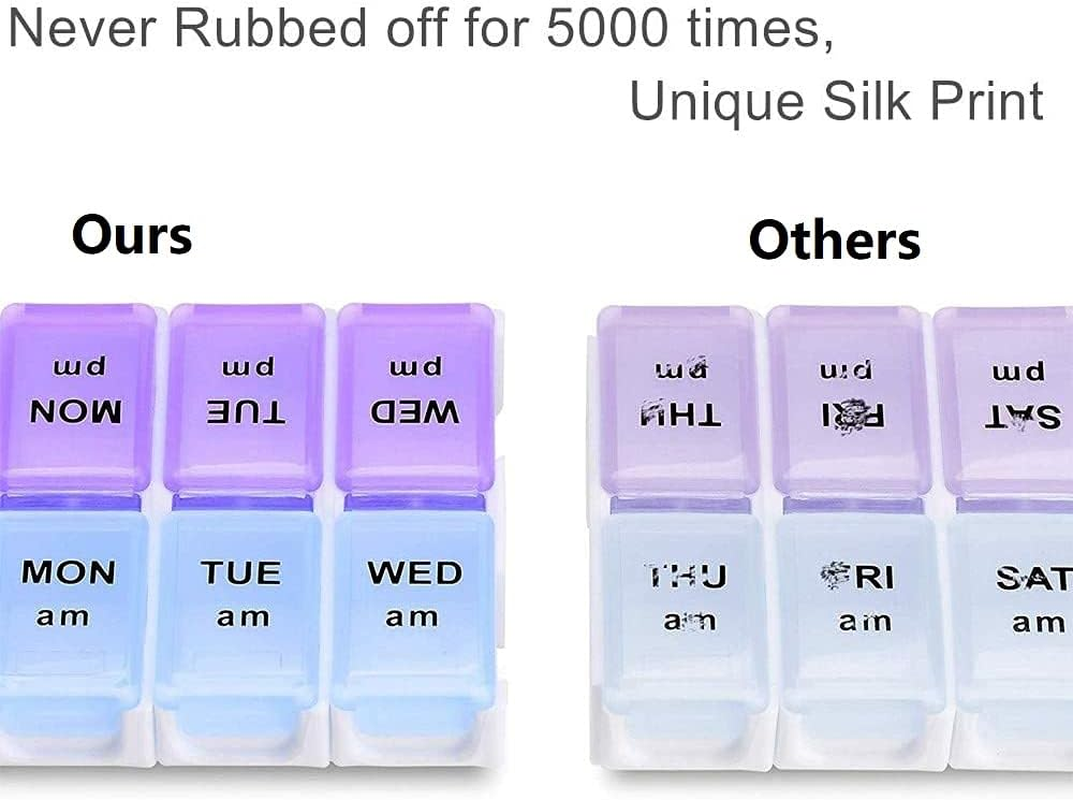 Weekly Pill Organizer Twice-A-Day, Large AM PM 7 Day Pill Box, Daily Pill Cases 2 Times a Day, One Week Pill Dispensers & Reminders, Medicine Planner for Medication, Vitamins, Fish Oil and Supplements (1 PCS) image number 5