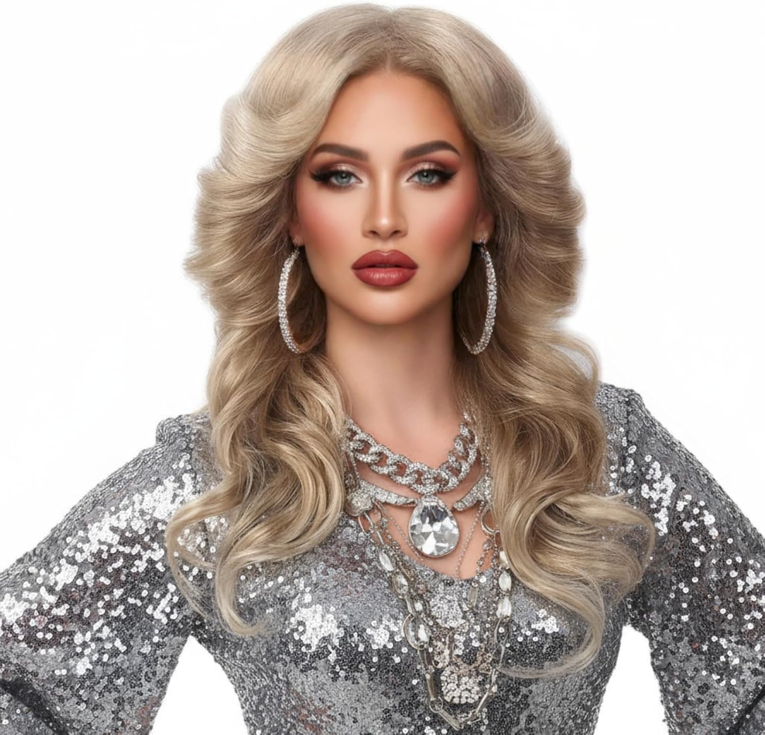 Stfantasy 1920S Wig for Women Mid Long Wave Blonde Hair Natural Wig Women Daily Costume Cosplay Party