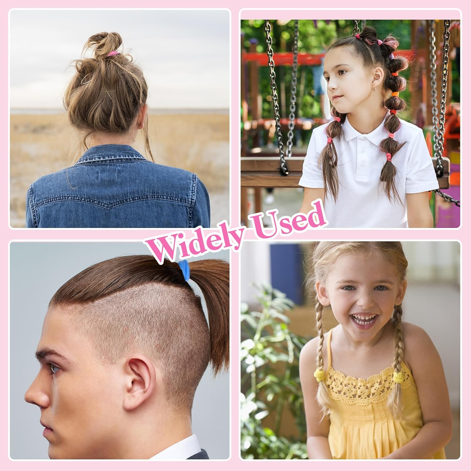 Aurorayer Pack of 100 Girls Hair Bobbles, 4.3 Cm Large Seamless Colourful Elastic Hair Bobbles for Women with Comb for Girls, Women'S Hair image number 6