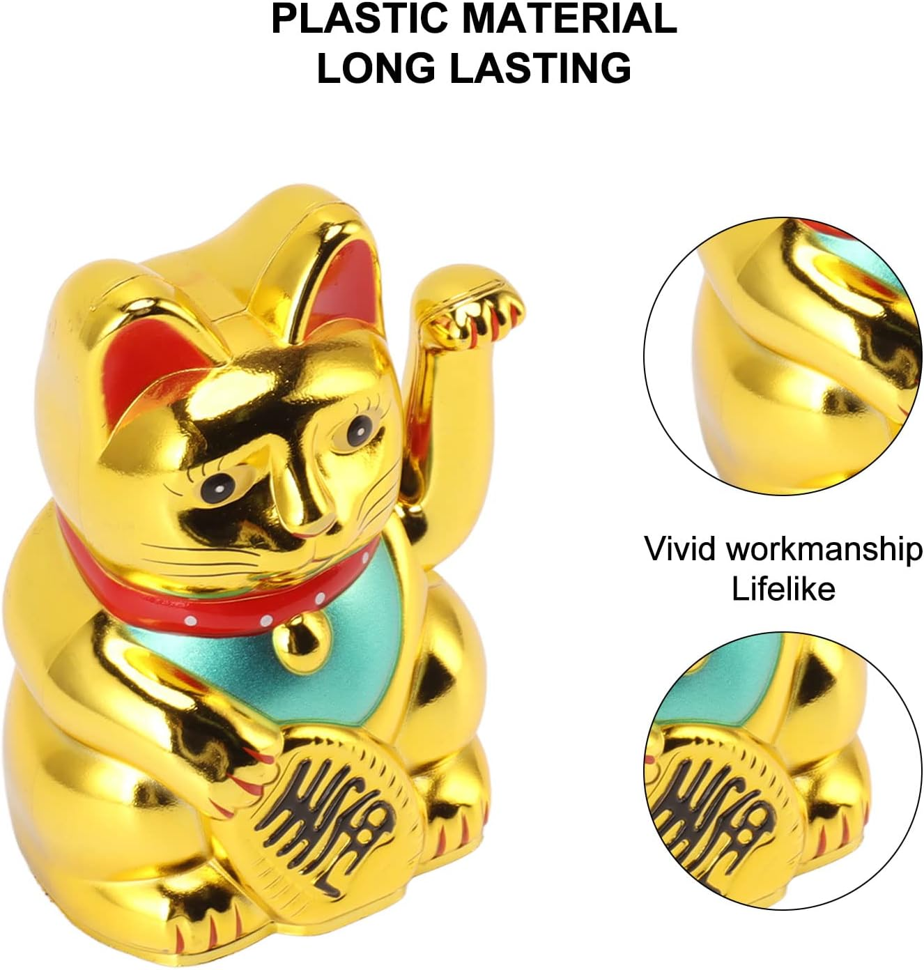 4 Inch Lucky Fortune Cat Maneki Neko, Lucky Cat Decor Hand Waving Welcoming Cat for Home Desk Ornament Gift Giving, Feng Shui Business Ornament Home Decor (Gold) image number 7