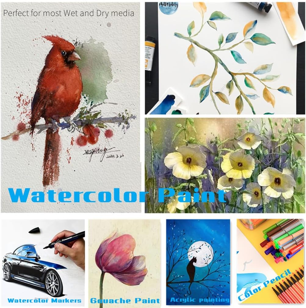 AOOK A3 Watercolor Paper Pad, 11.69X16.53 (140Lb/300Gsm) 20 Sheet Mixed Paper Mat, Top Packaging, Fine Texture, Suitable for Watercolor and Acrylic Art Mats (SX004 A3) image number 4