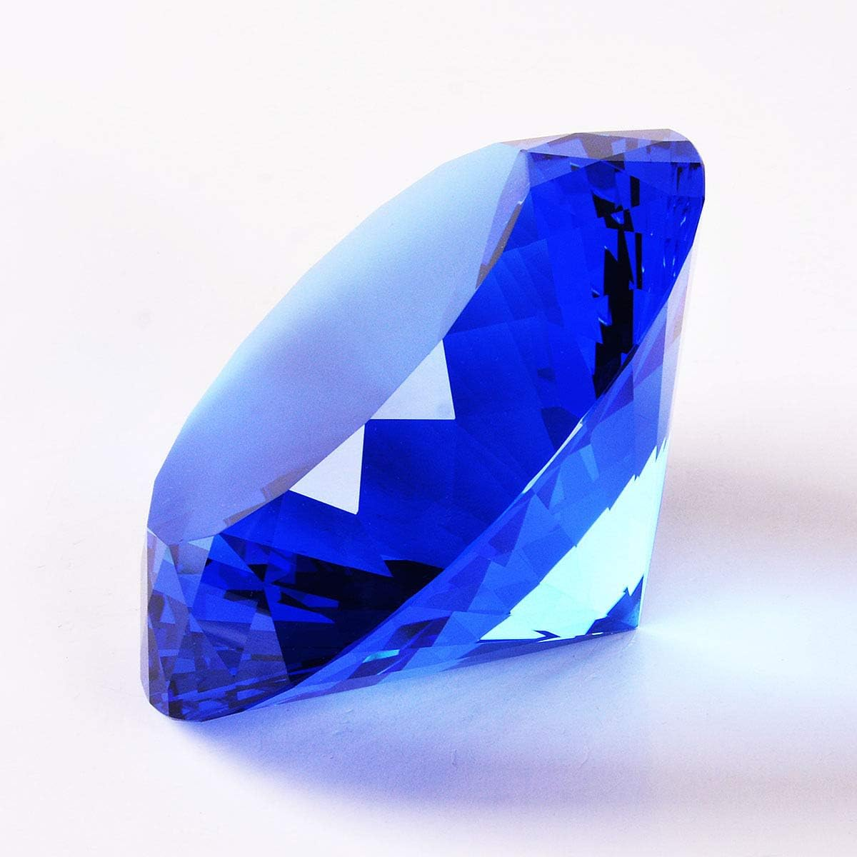 Blue Crystal Glass Diamond Shaped Decoration 80Mm Jewel Paperweight - Green image number 2